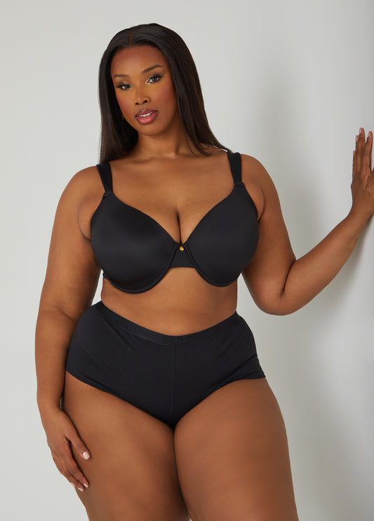 Ashley Stewart Micro Underwire T Shirt Bra Black