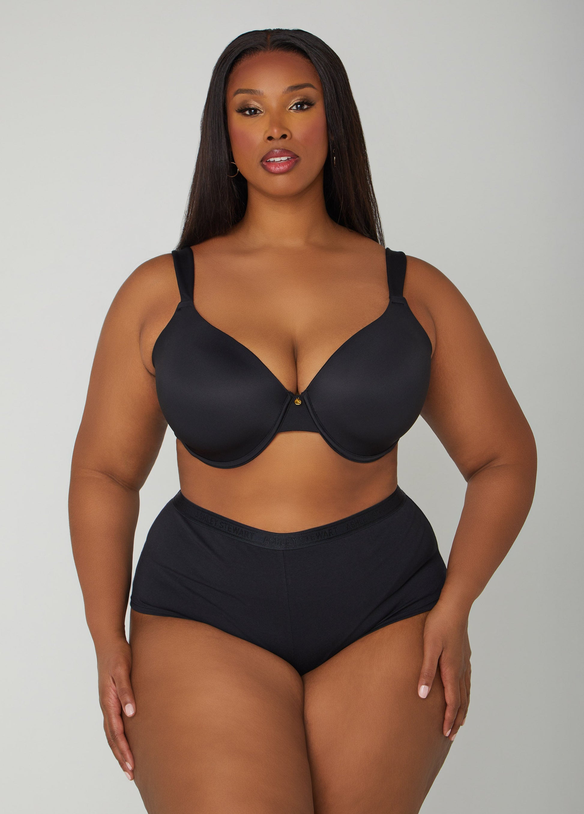 Ashley Stewart Micro Underwire T Shirt Bra Black