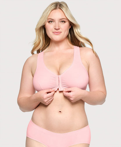 Ashley Stewart T Back Lace Panel Comfort Bra Pink Blush