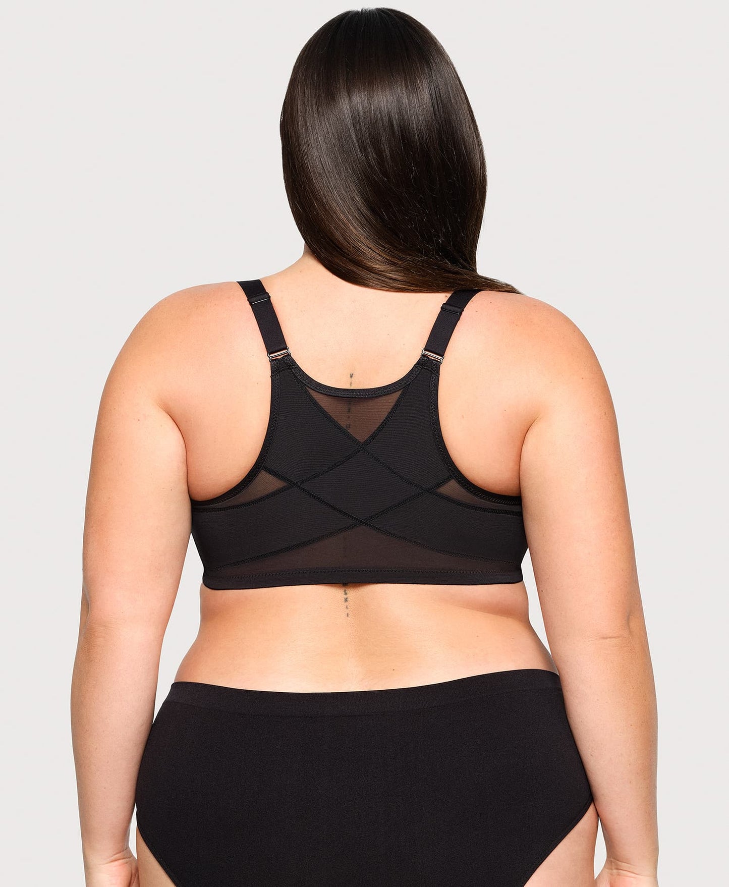 Ashley Stewart Front-Closure Posture Back WonderWire Bra Black