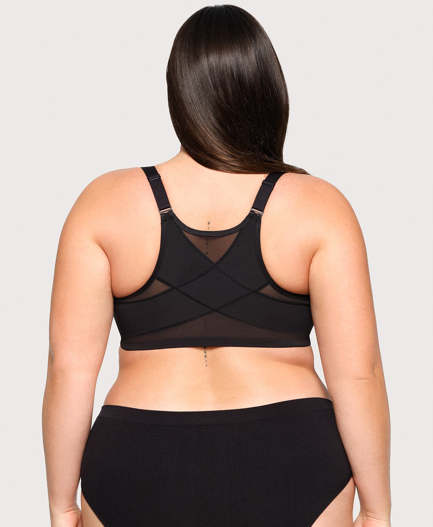 Ashley Stewart Front-Closure Posture Back WonderWire Bra Black