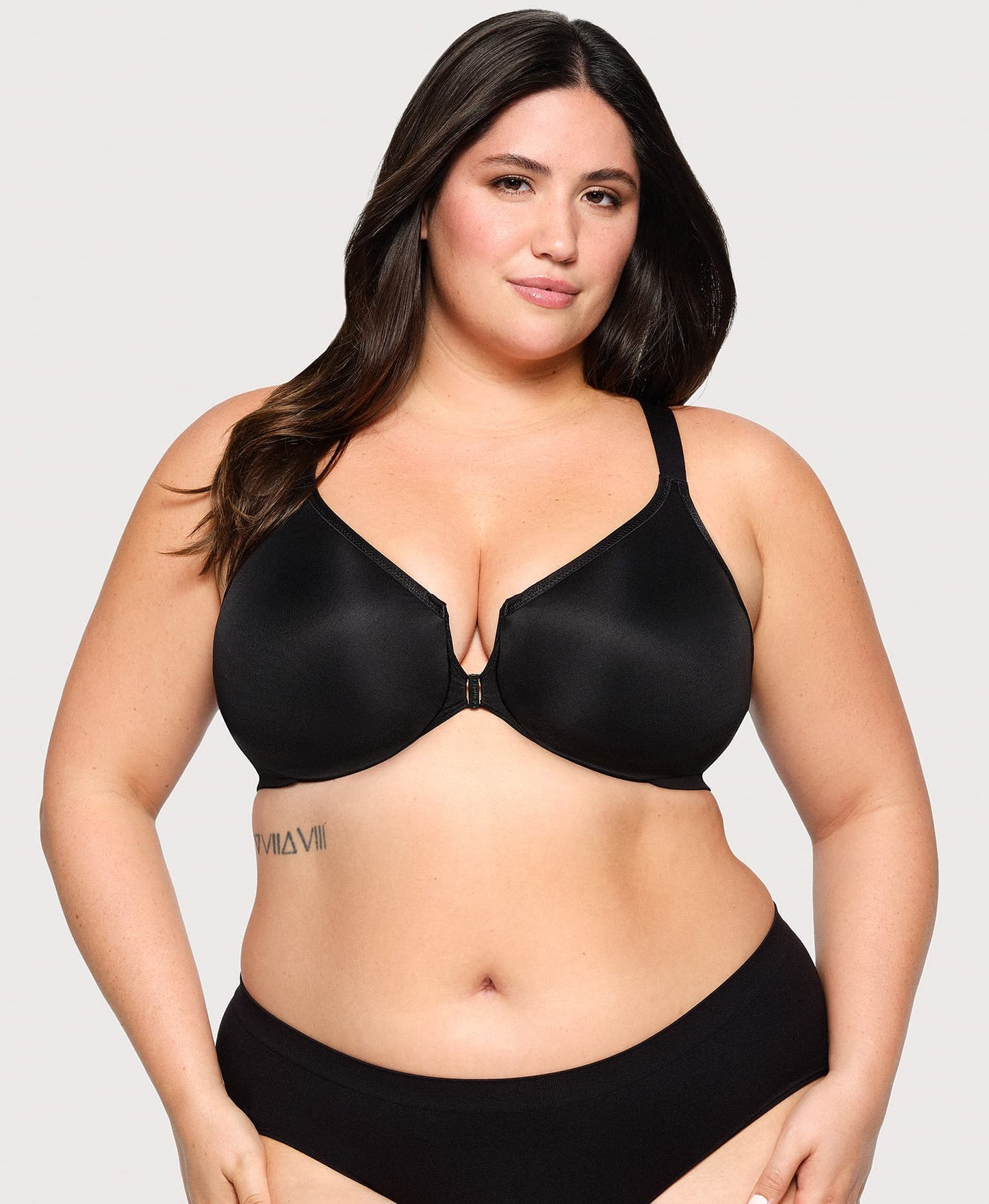 Ashley Stewart Front-Closure Posture Back WonderWire Bra Black