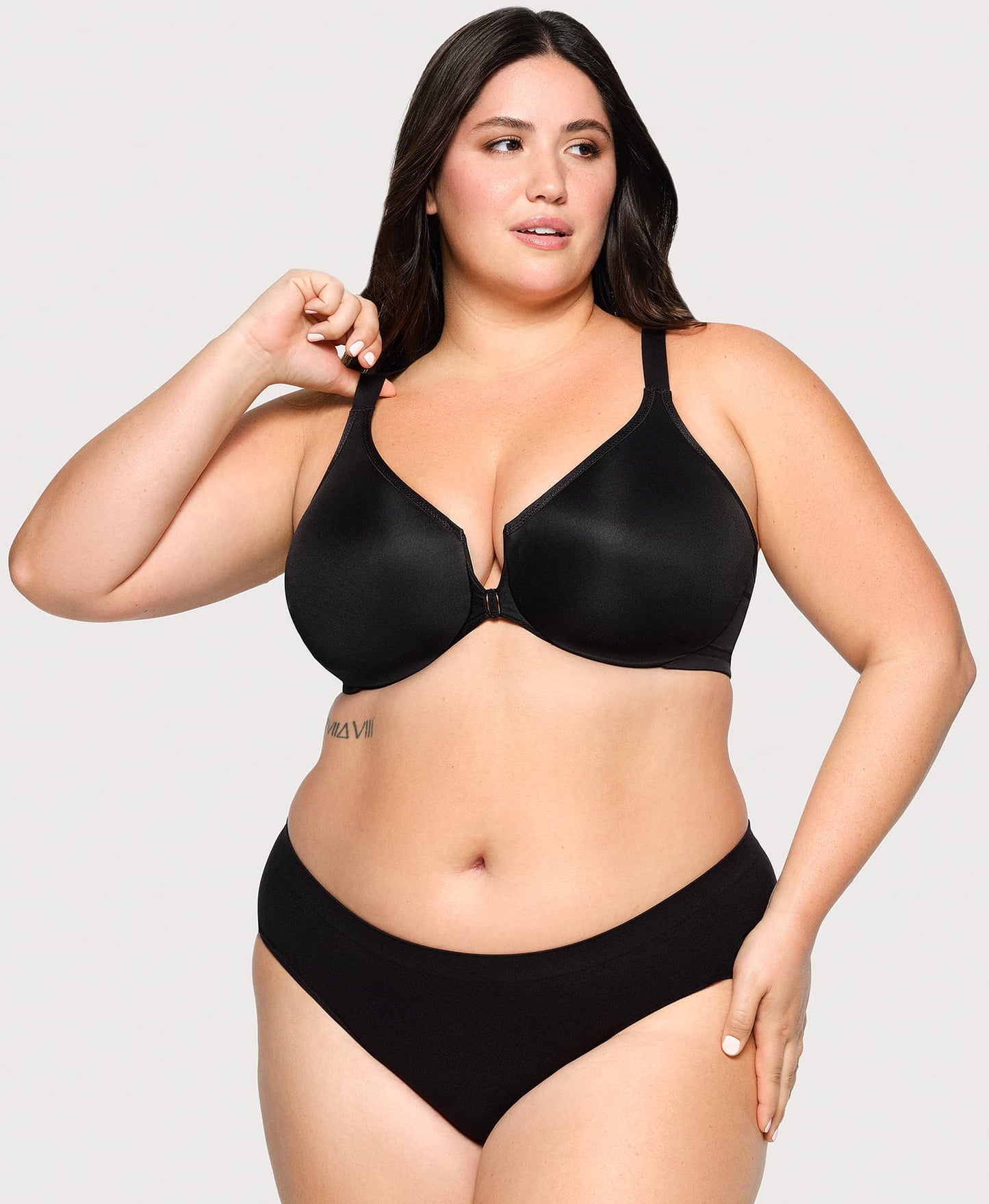 Ashley Stewart Front-Closure Posture Back WonderWire Bra Black