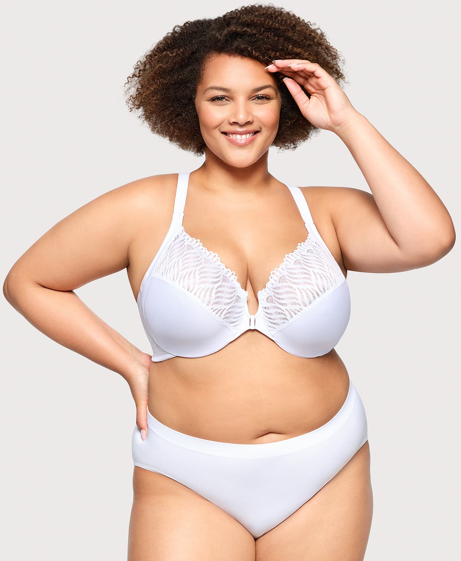 Ashley Stewart WonderWire® T Back Front Hook Bra White
