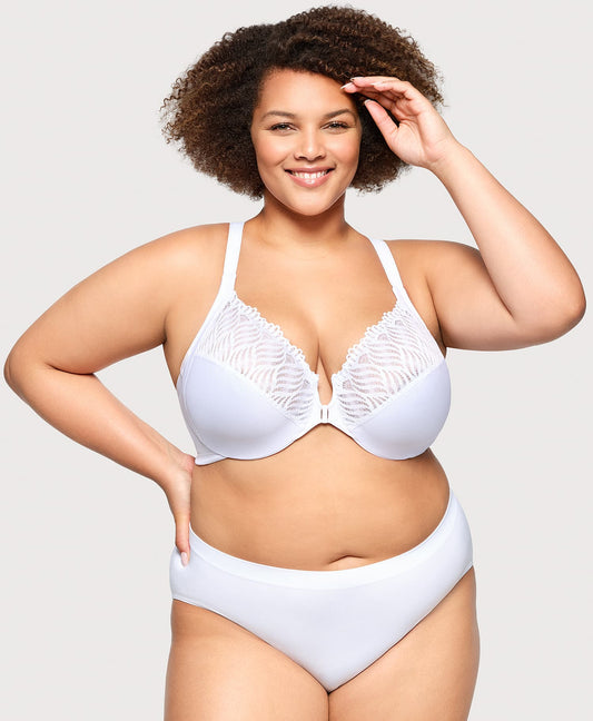 Ashley Stewart WonderWire® T Back Front Hook Bra White