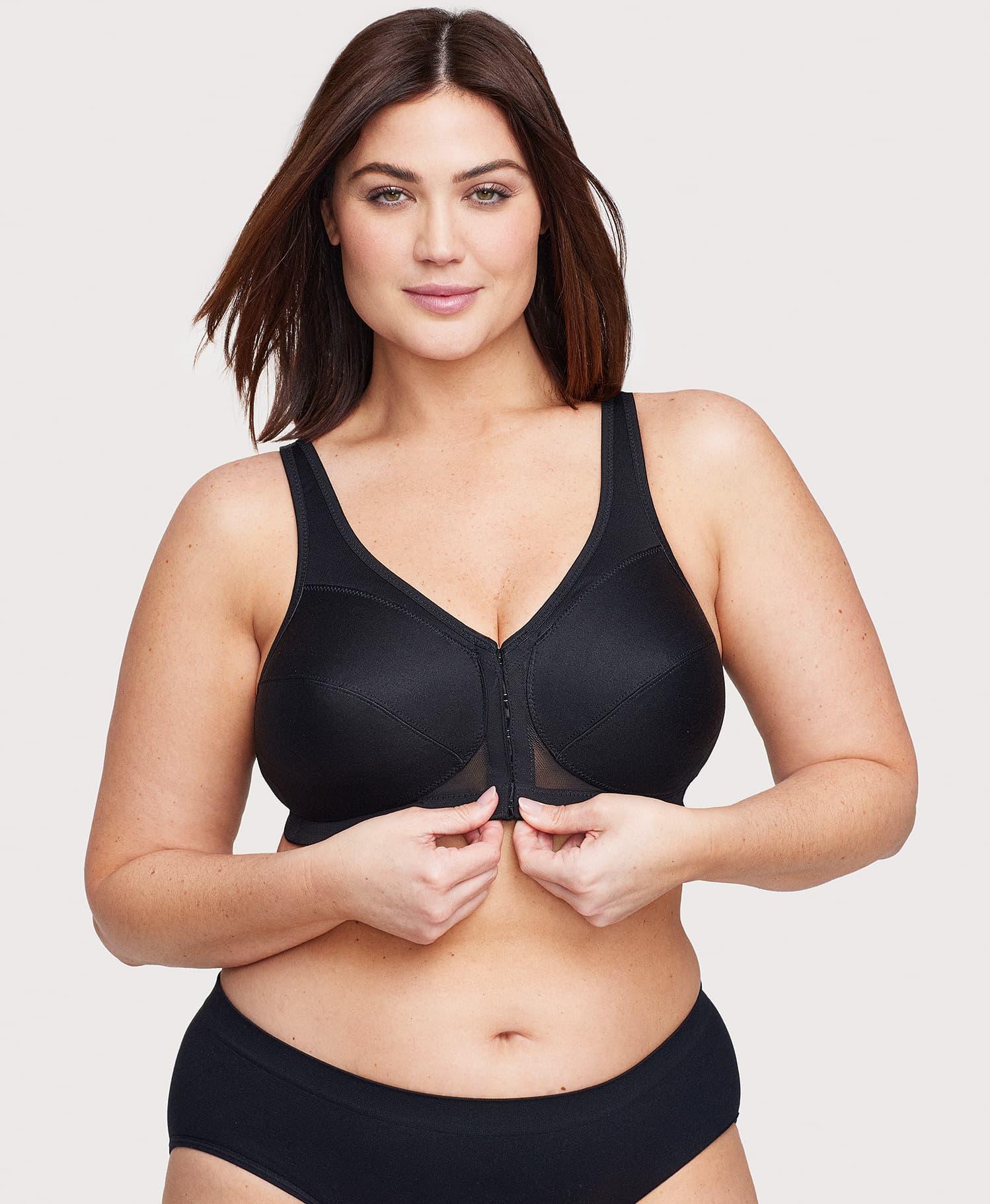 Ashley Stewart MagicLift Front-Closure Posture Back Bra Black