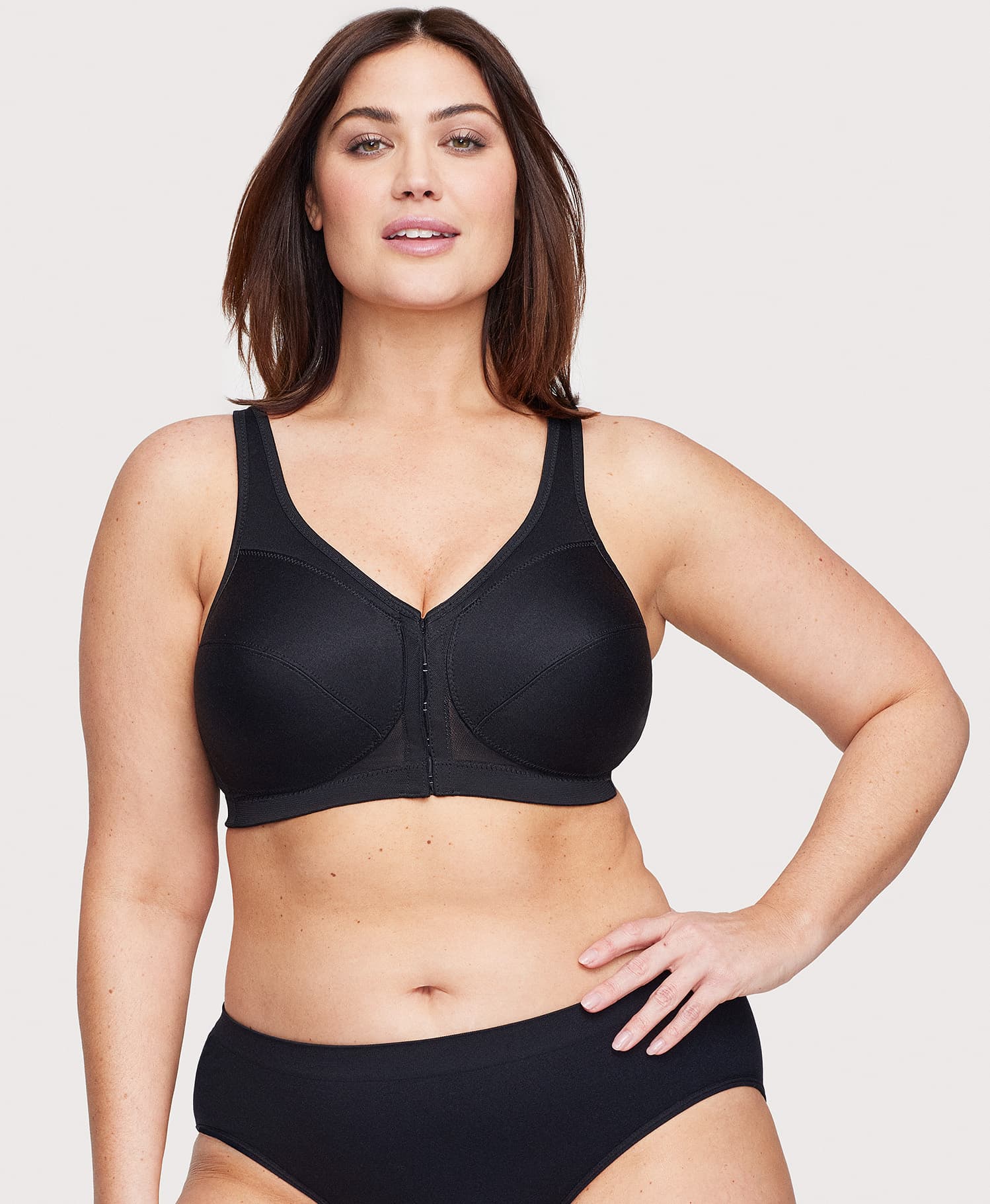 Ashley Stewart MagicLift Front-Closure Posture Back Bra Black