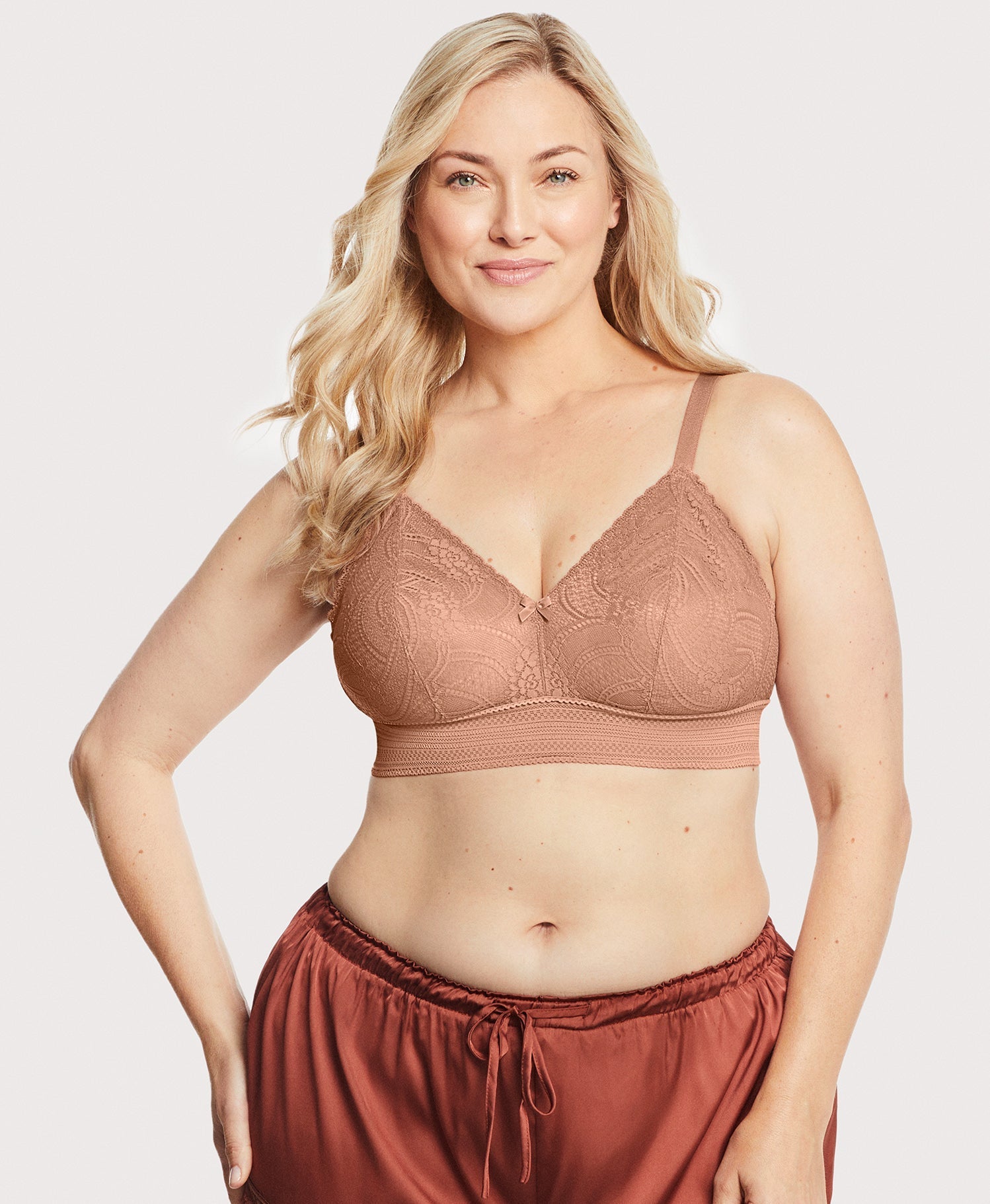 Ashley Stewart Bramour Gramercy Lace Triangle Bralette Cappuccino