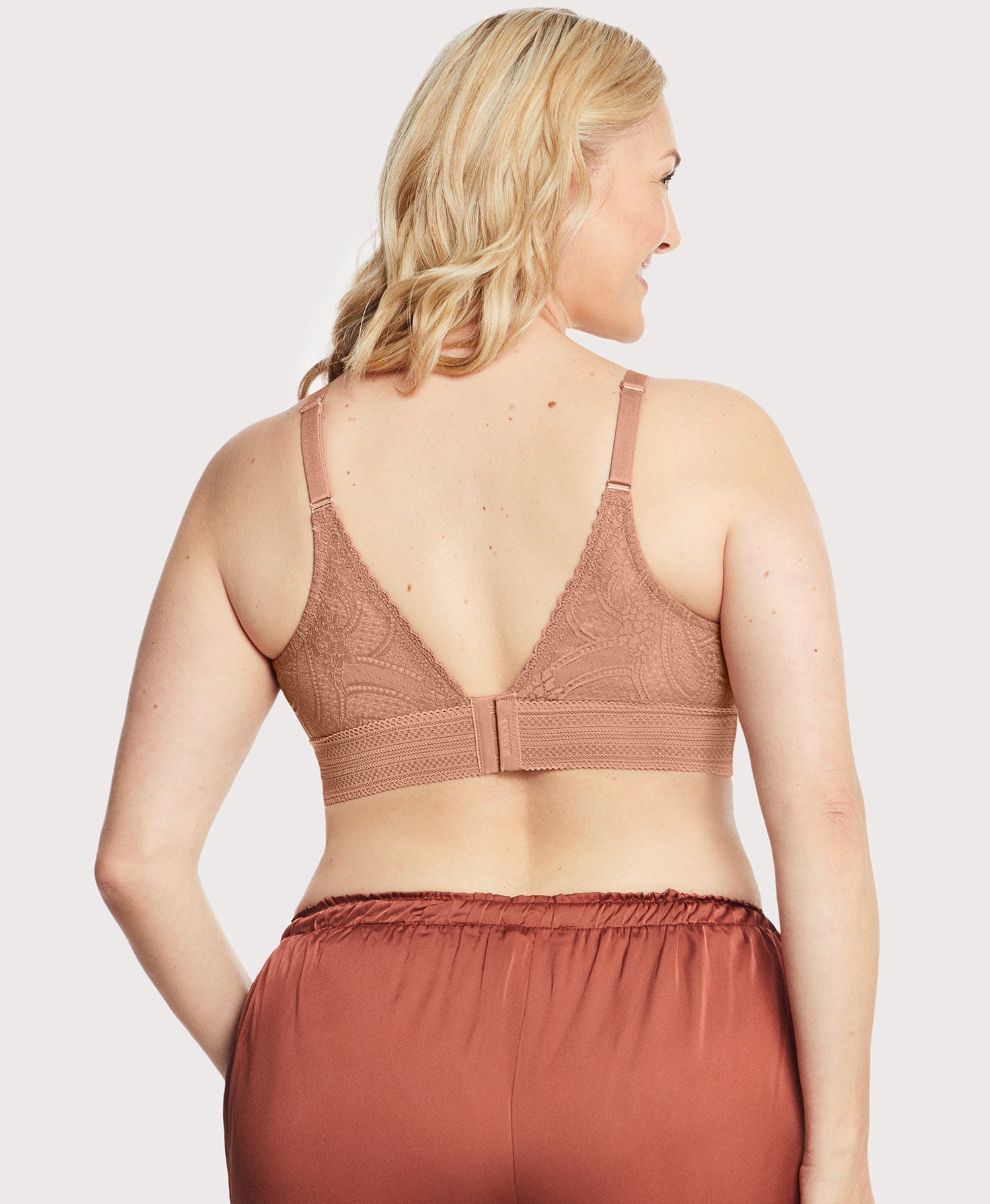 Ashley Stewart Bramour Gramercy Lace Triangle Bralette Cappuccino