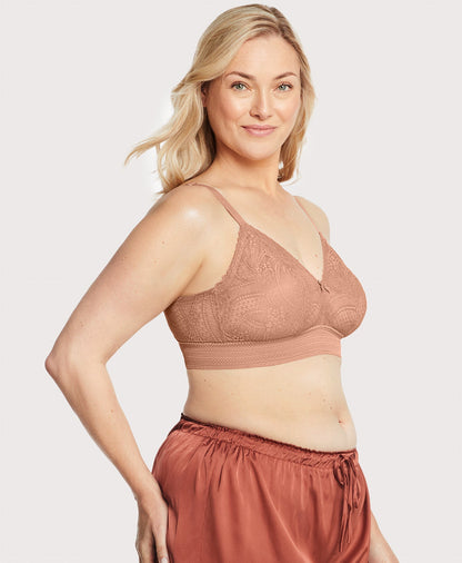 Ashley Stewart Bramour Gramercy Lace Triangle Bralette Cappuccino