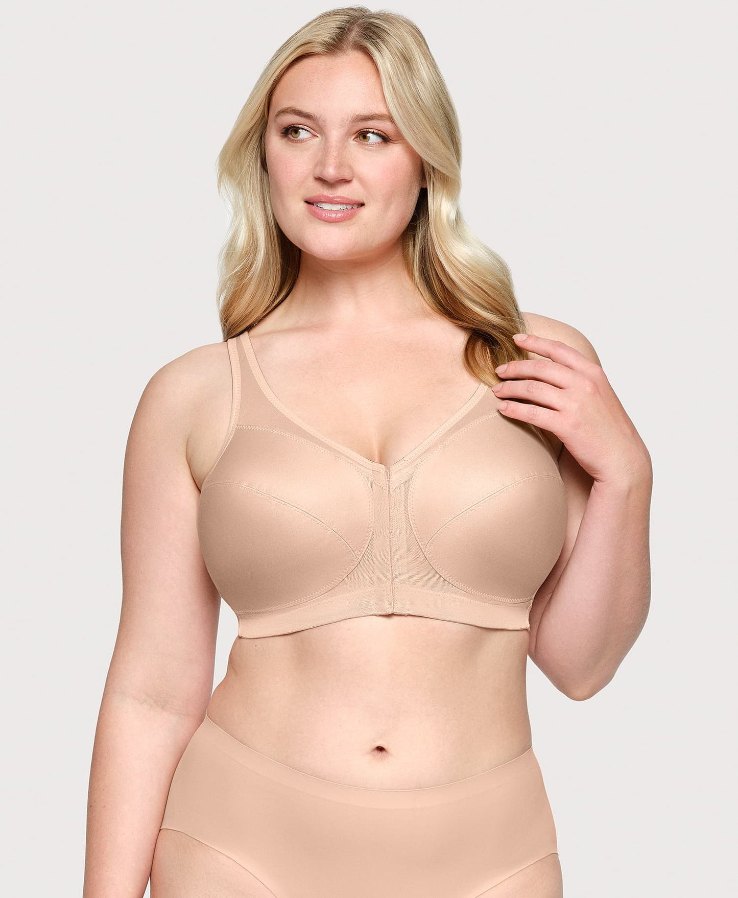 Ashley Stewart MagicLift Front-Closure Posture Back Bra Cafe