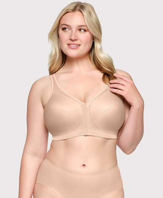 Ashley Stewart MagicLift Front-Closure Posture Back Bra Cafe