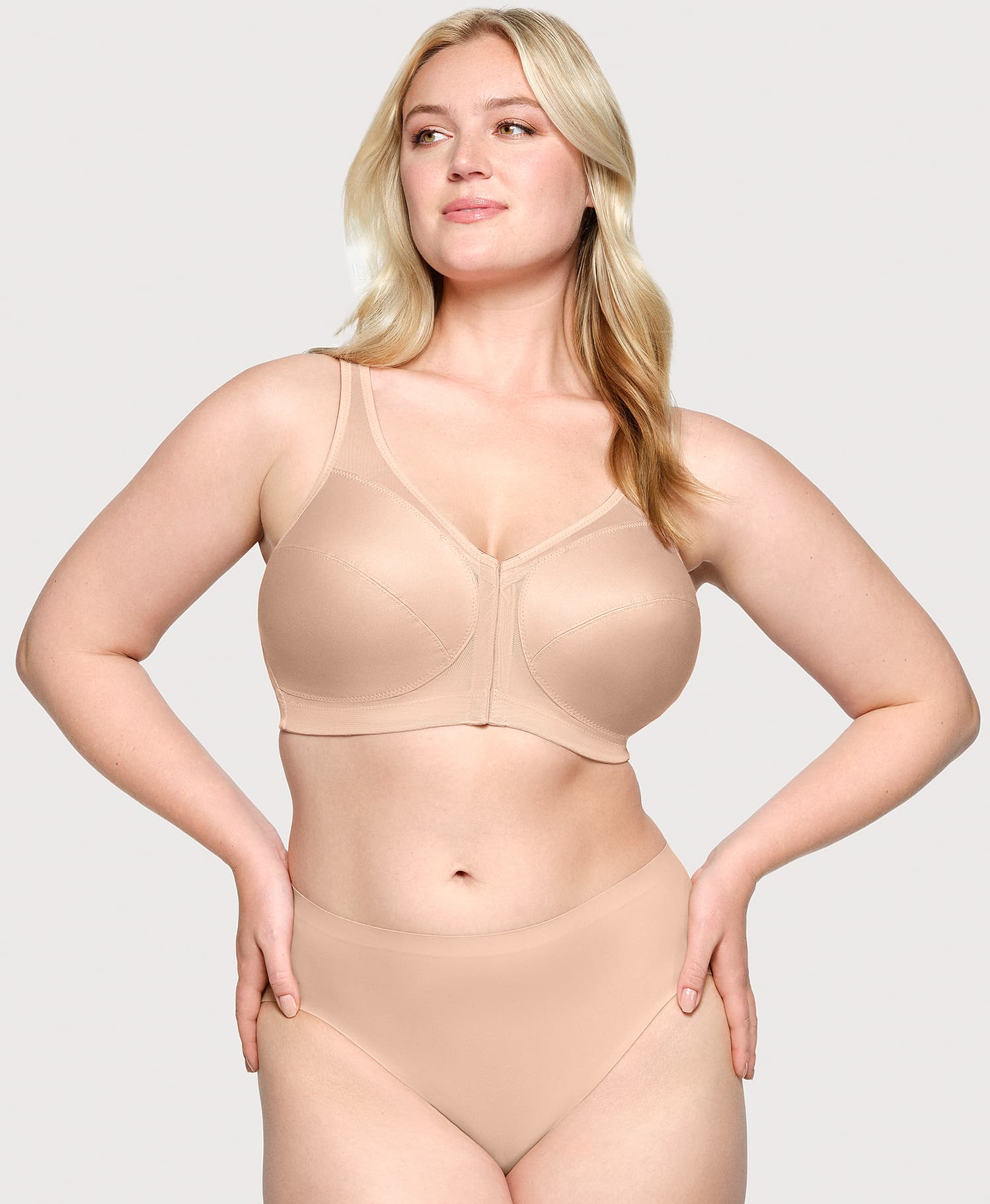 Ashley Stewart MagicLift Front-Closure Posture Back Bra Cafe