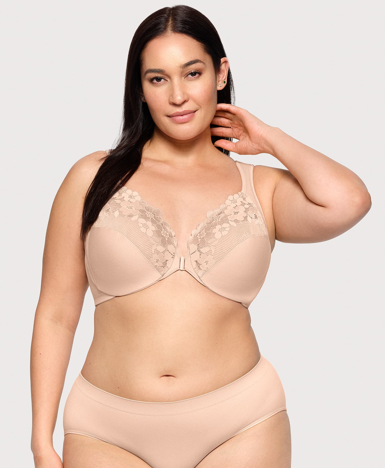Ashley Stewart Front-Closure Cotton WonderWire Bra Cafe