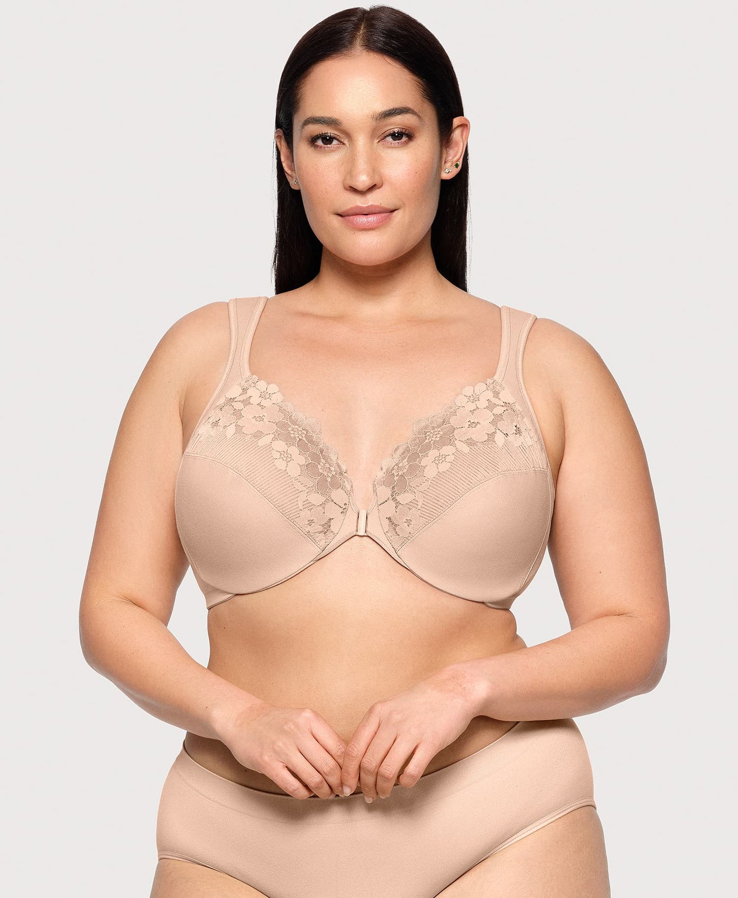 Ashley Stewart Front-Closure Cotton WonderWire Bra Cafe