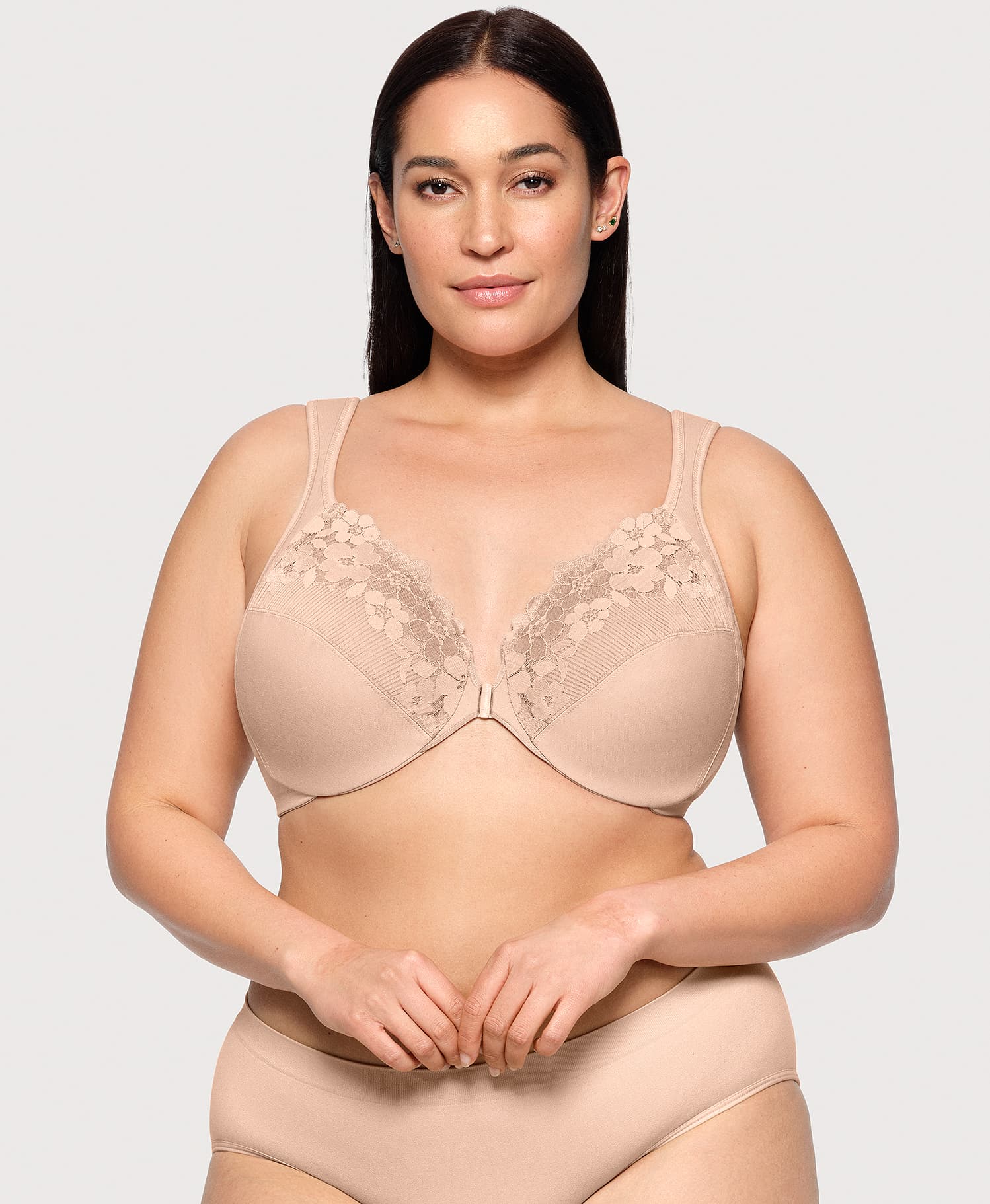 Ashley Stewart Front-Closure Cotton WonderWire Bra Cafe