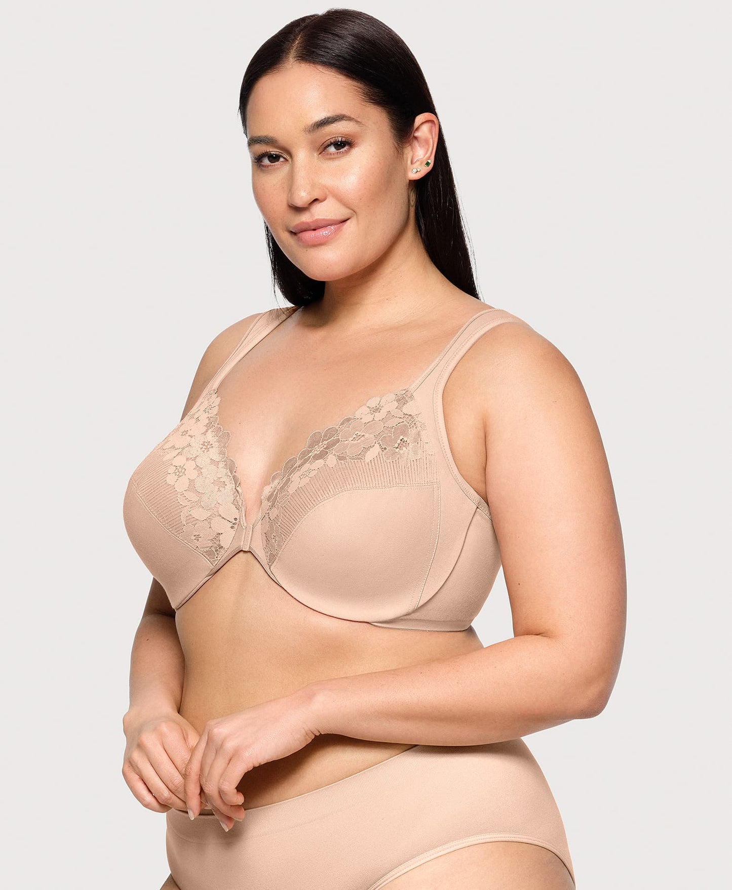 Ashley Stewart Front-Closure Cotton WonderWire Bra Cafe