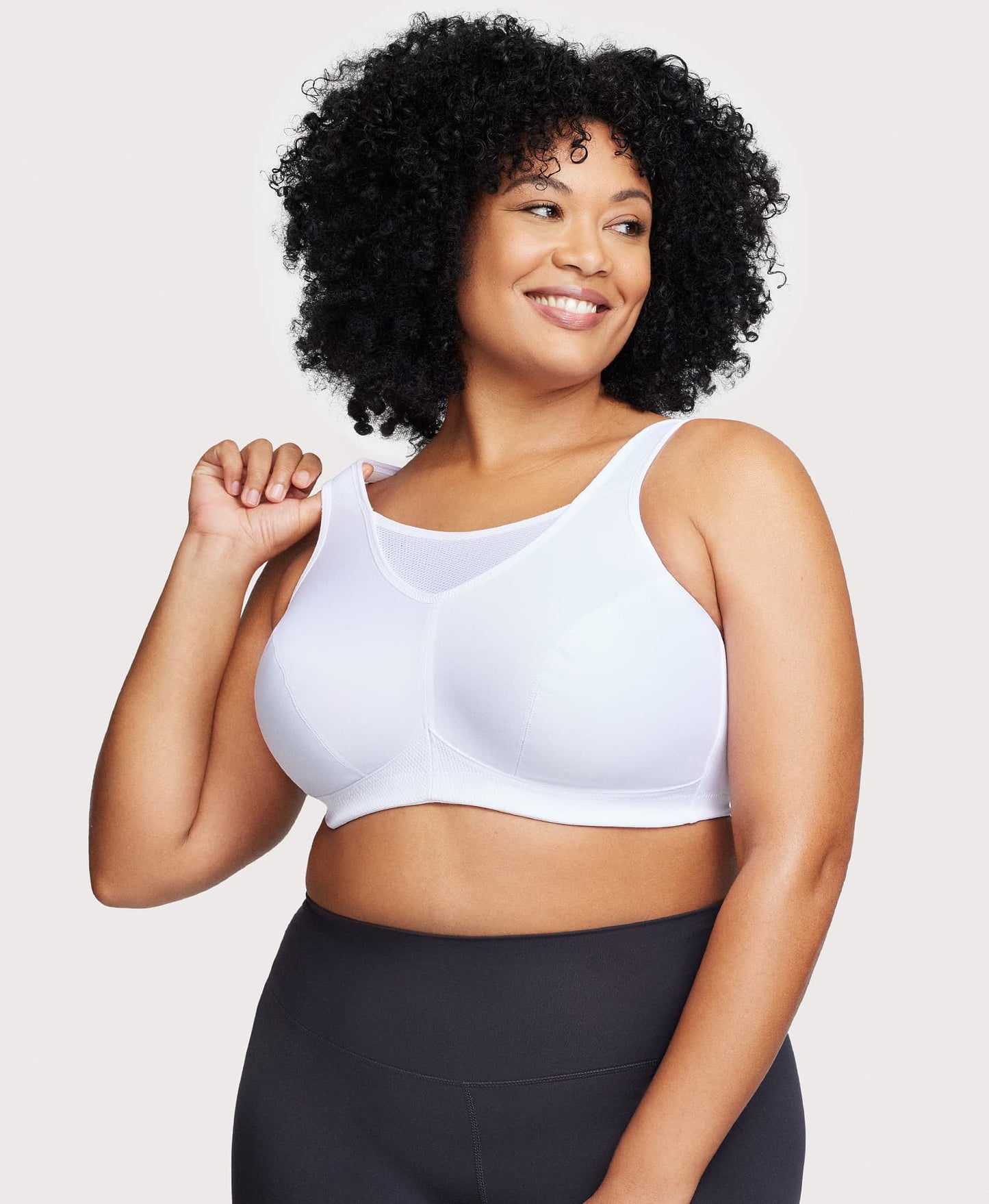 Ashley Stewart No-Bounce Camisole Sports Bra White
