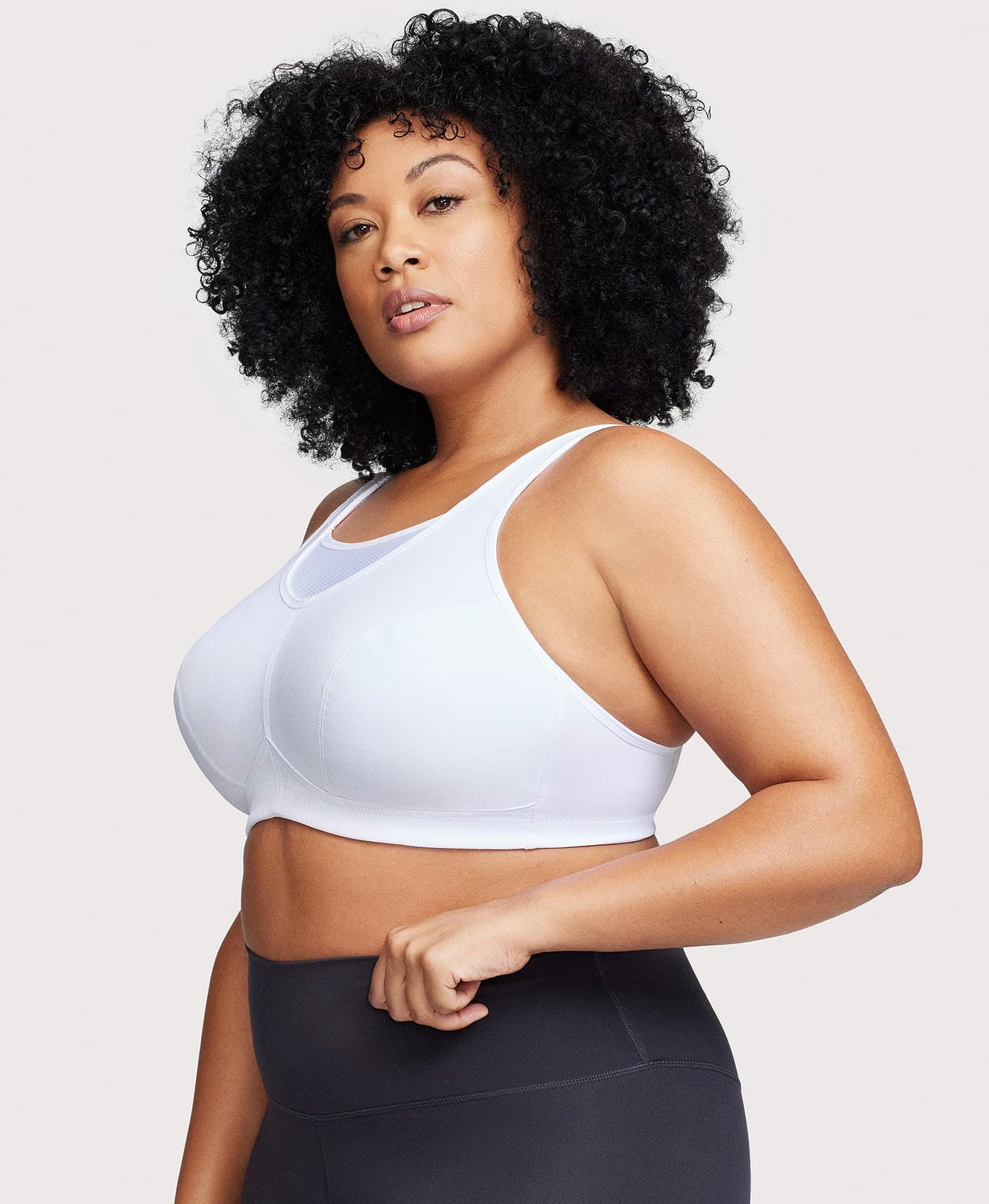 Ashley Stewart No-Bounce Camisole Sports Bra White