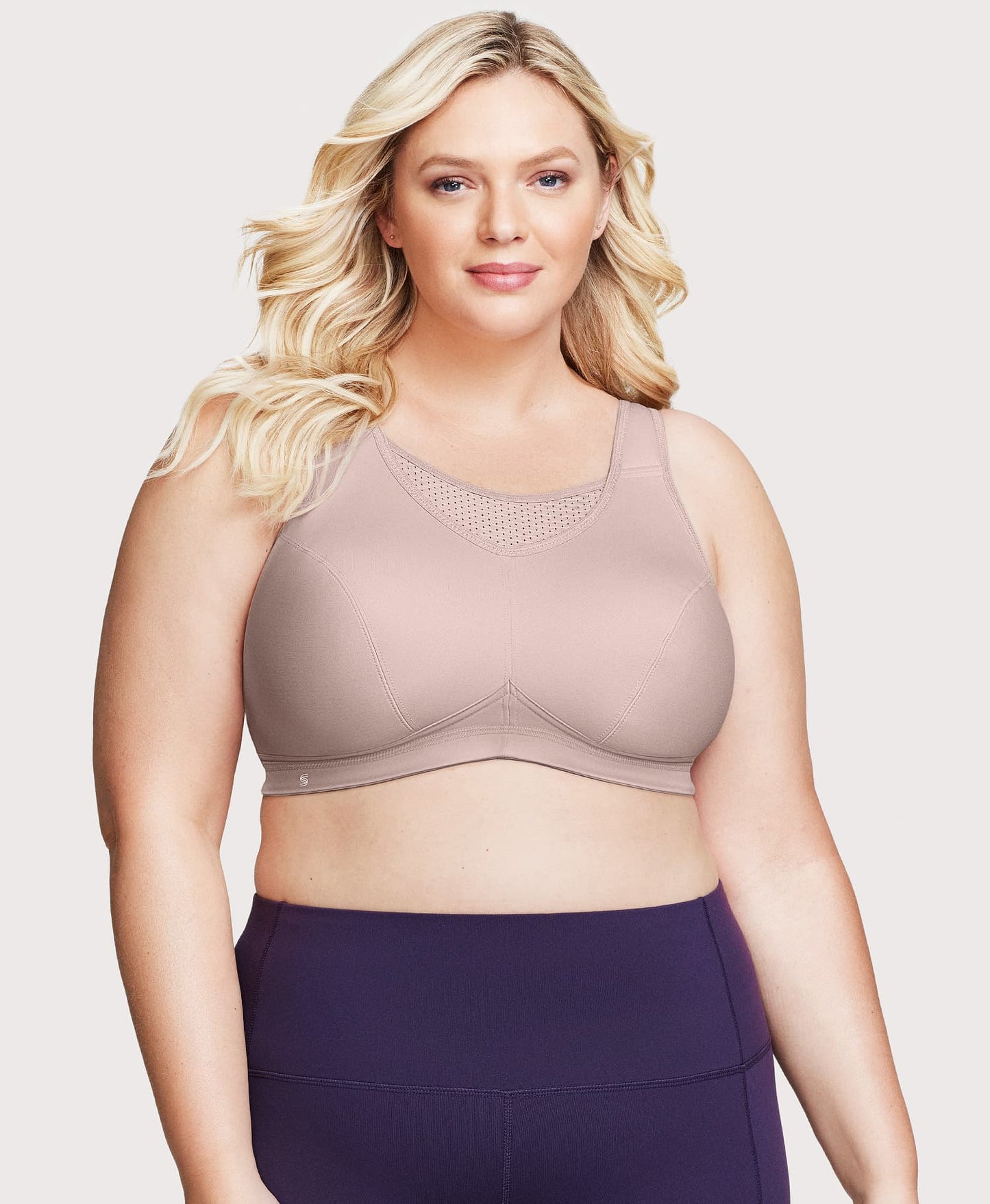 Ashley Stewart No-Bounce Camisole Elite Sports Bra Rose Tan