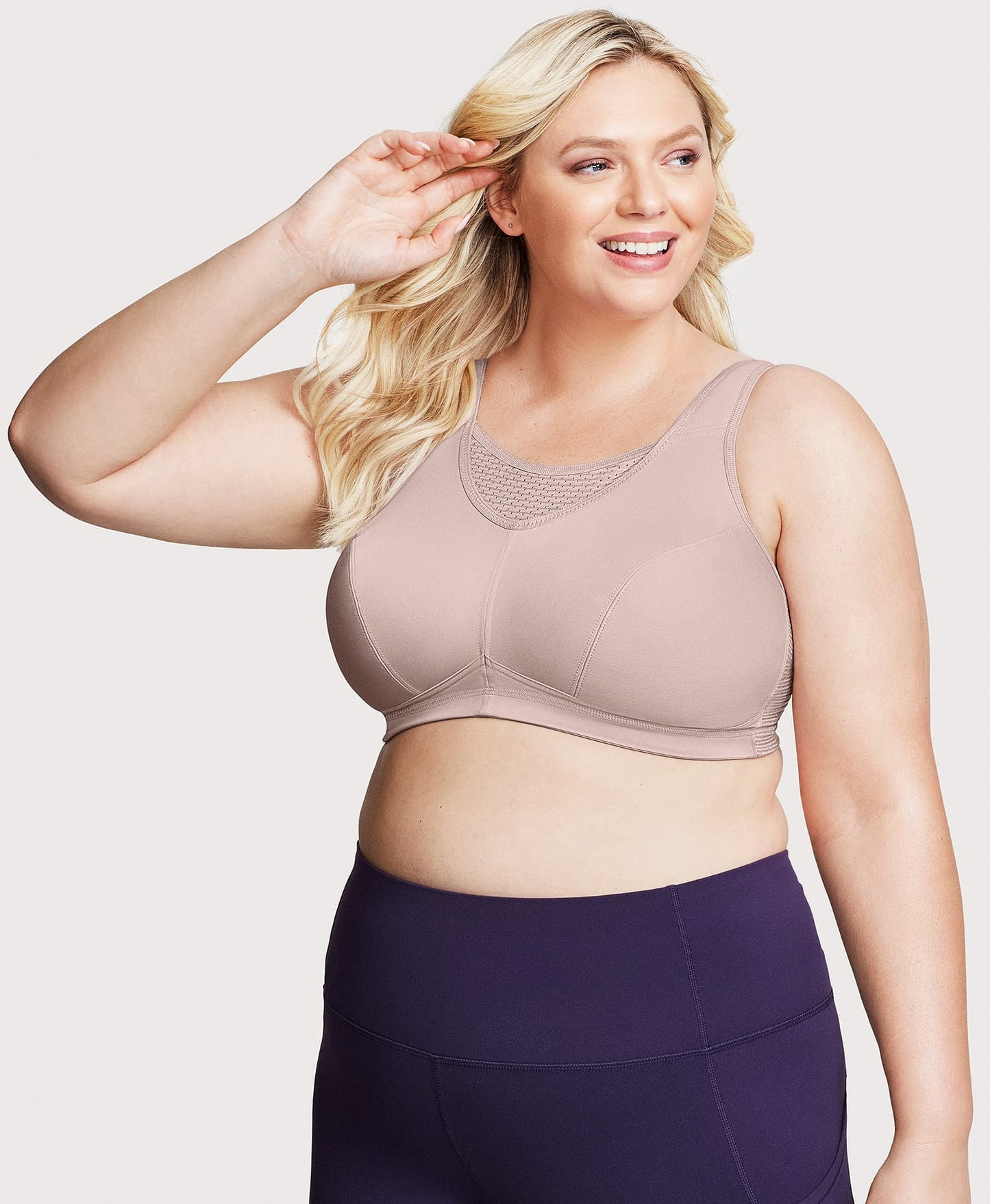 Ashley Stewart No-Bounce Camisole Elite Sports Bra Rose Tan