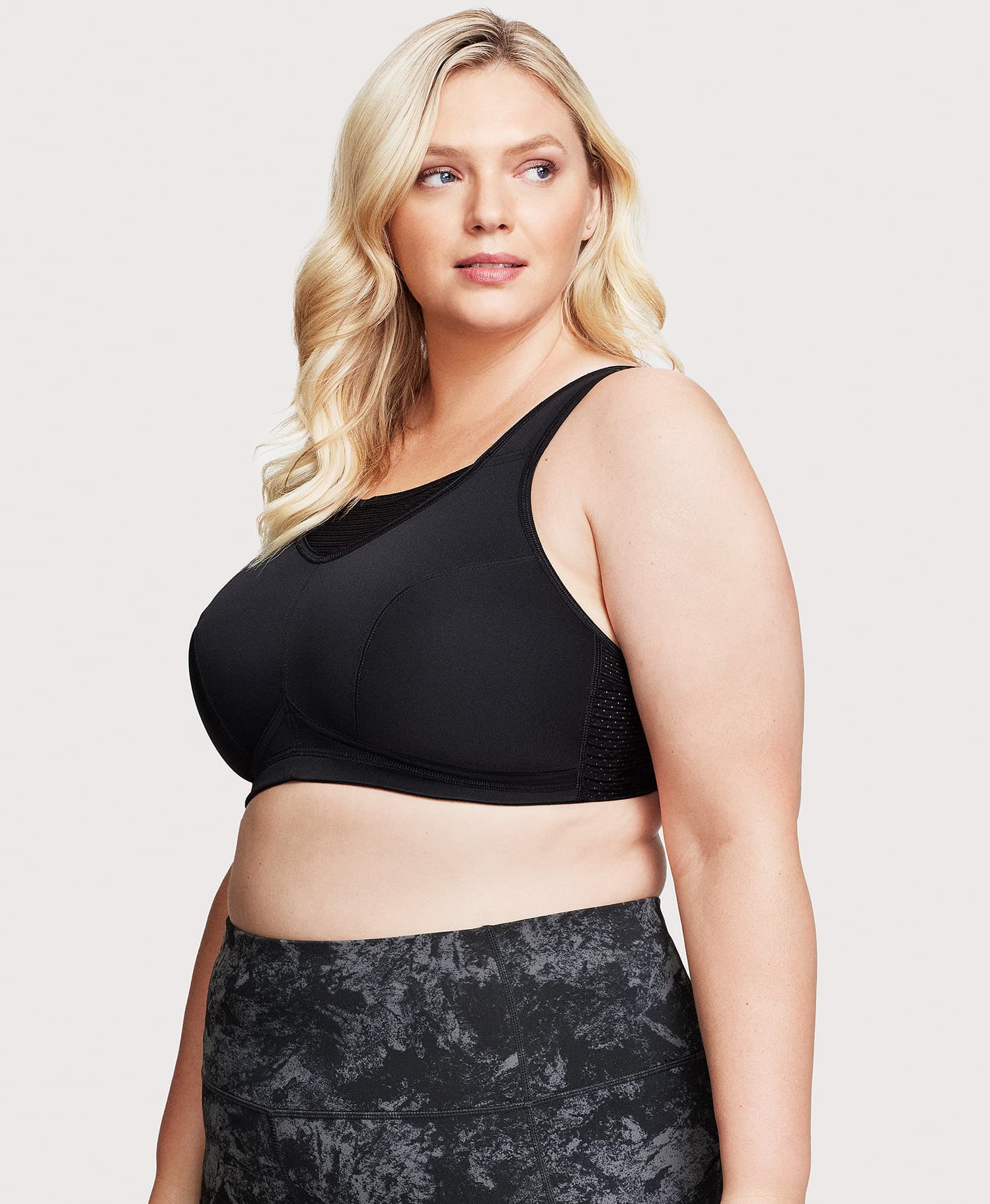 Ashley Stewart No-Bounce Camisole Elite Sports Bra Black