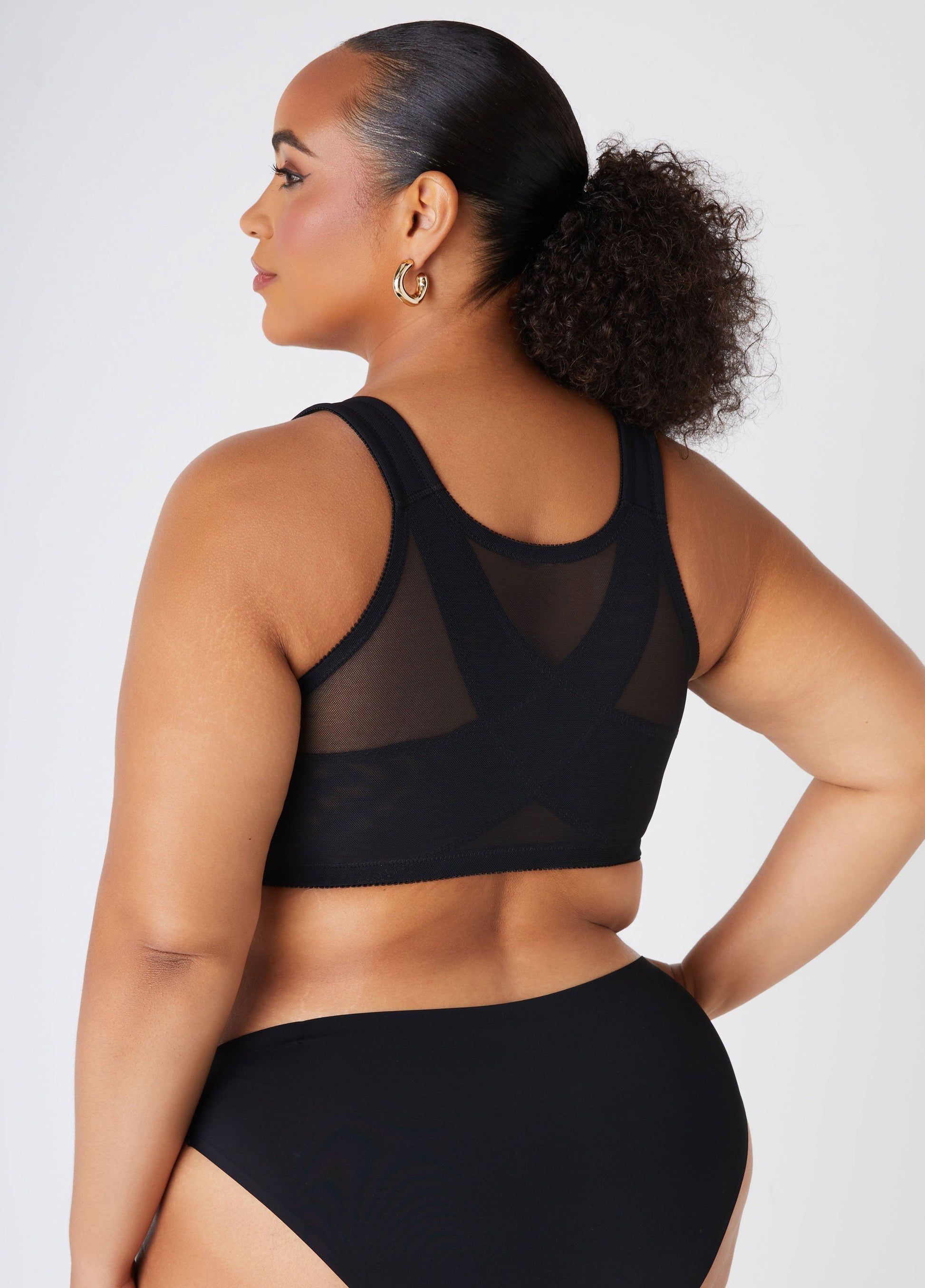Ashley Stewart Plus Size Lingerie Lace Mesh No Wire Posture Support Sexy Sleek Bra Black