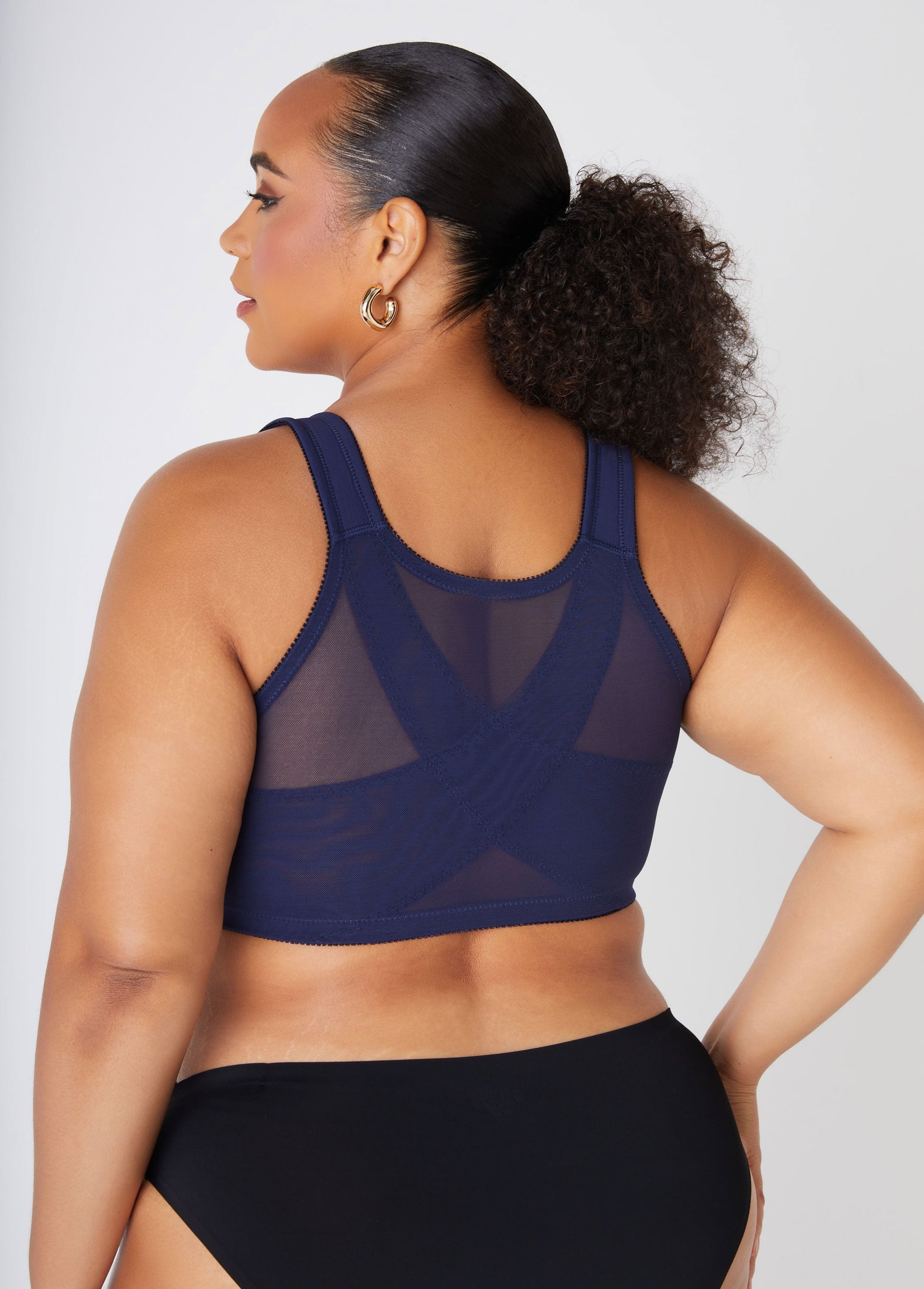 Ashley Stewart Plus Size Lingerie Lace Mesh No Wire Posture Support Sexy Sleek Bra Black