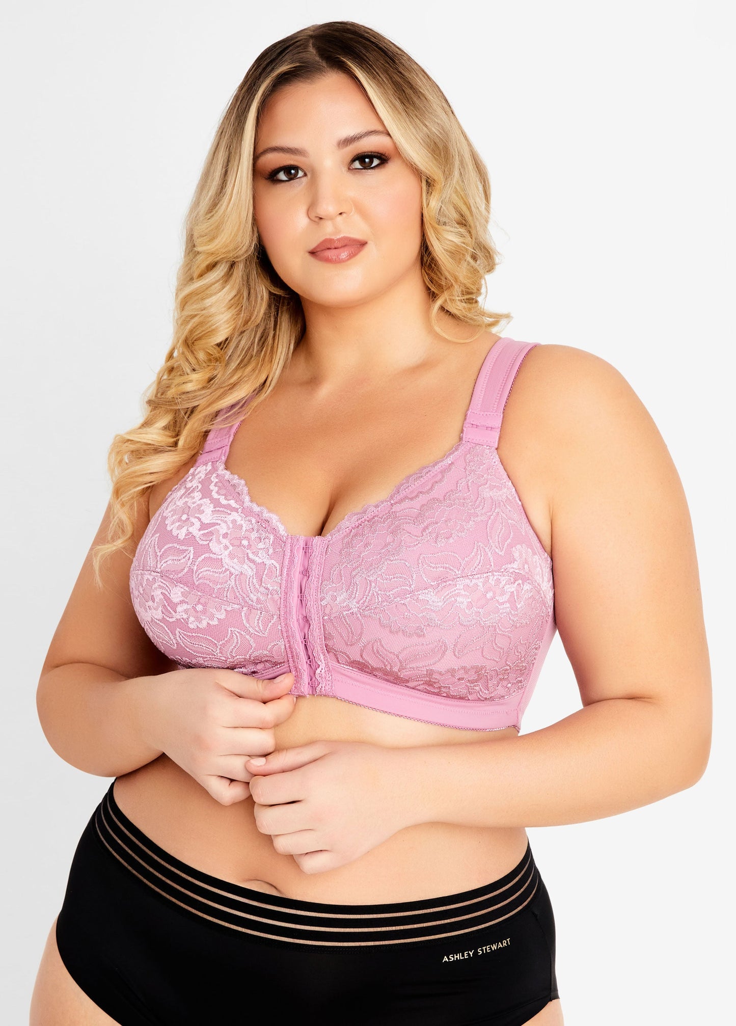 Ashley Stewart Plus Size Lingerie Lace Mesh No Wire Posture Support Sexy Sleek Bra Black