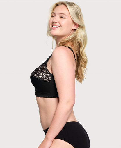 Ashley Stewart MagicLift Cotton Support Bra Black