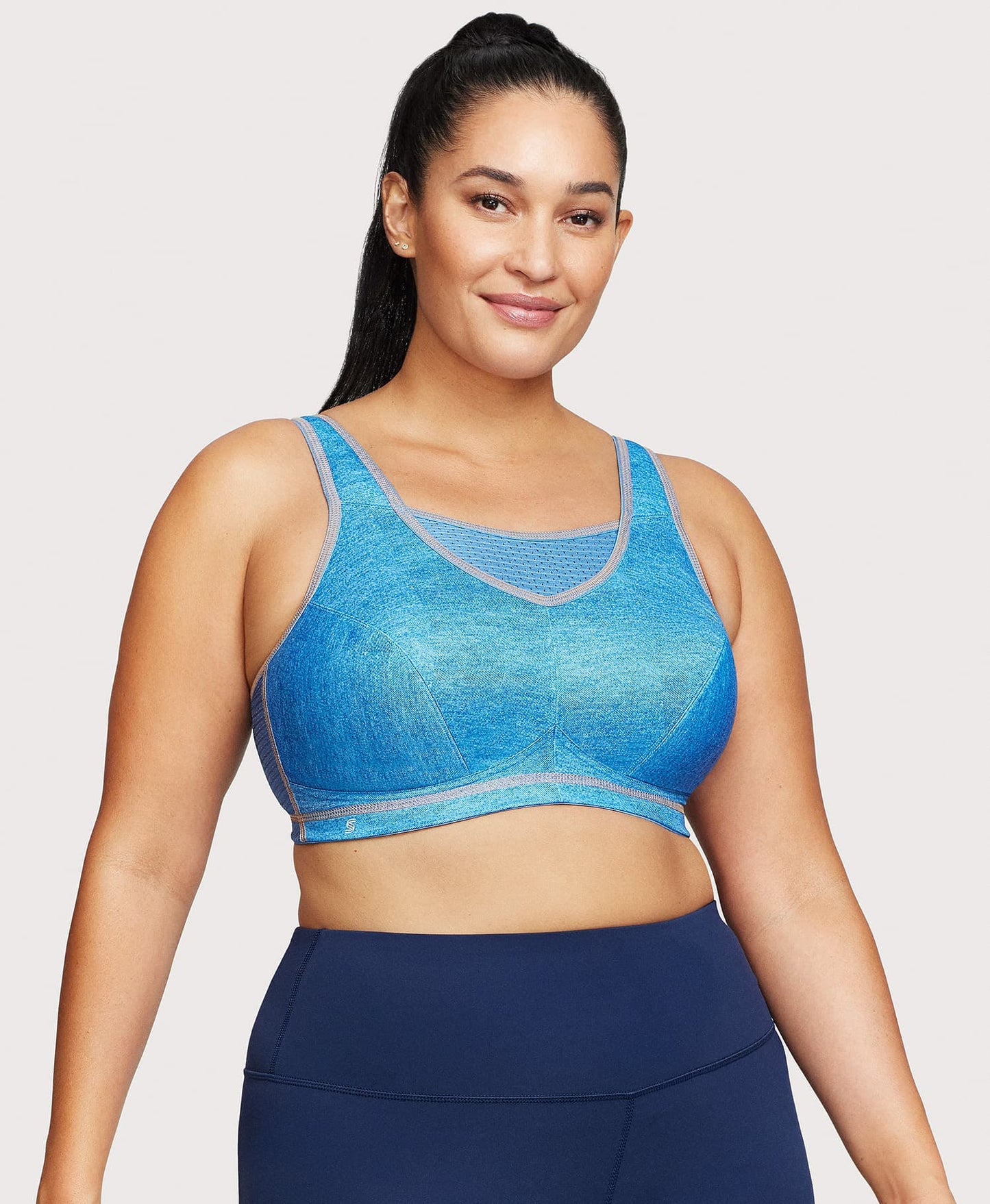 Ashley Stewart No-Bounce Camisole Elite Sports Bra Light Denim