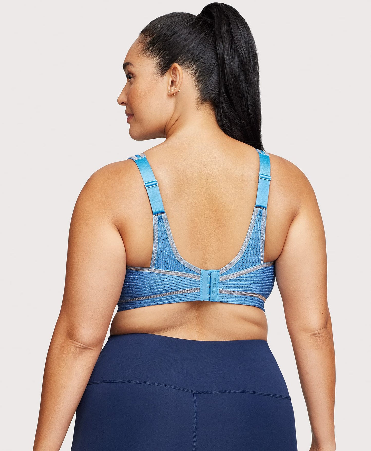 Ashley Stewart No-Bounce Camisole Elite Sports Bra Light Denim