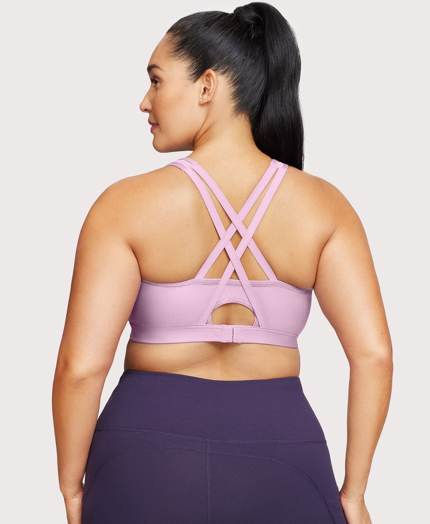 Ashley Stewart Front-Closure Zip Up Sports Bra Lavender