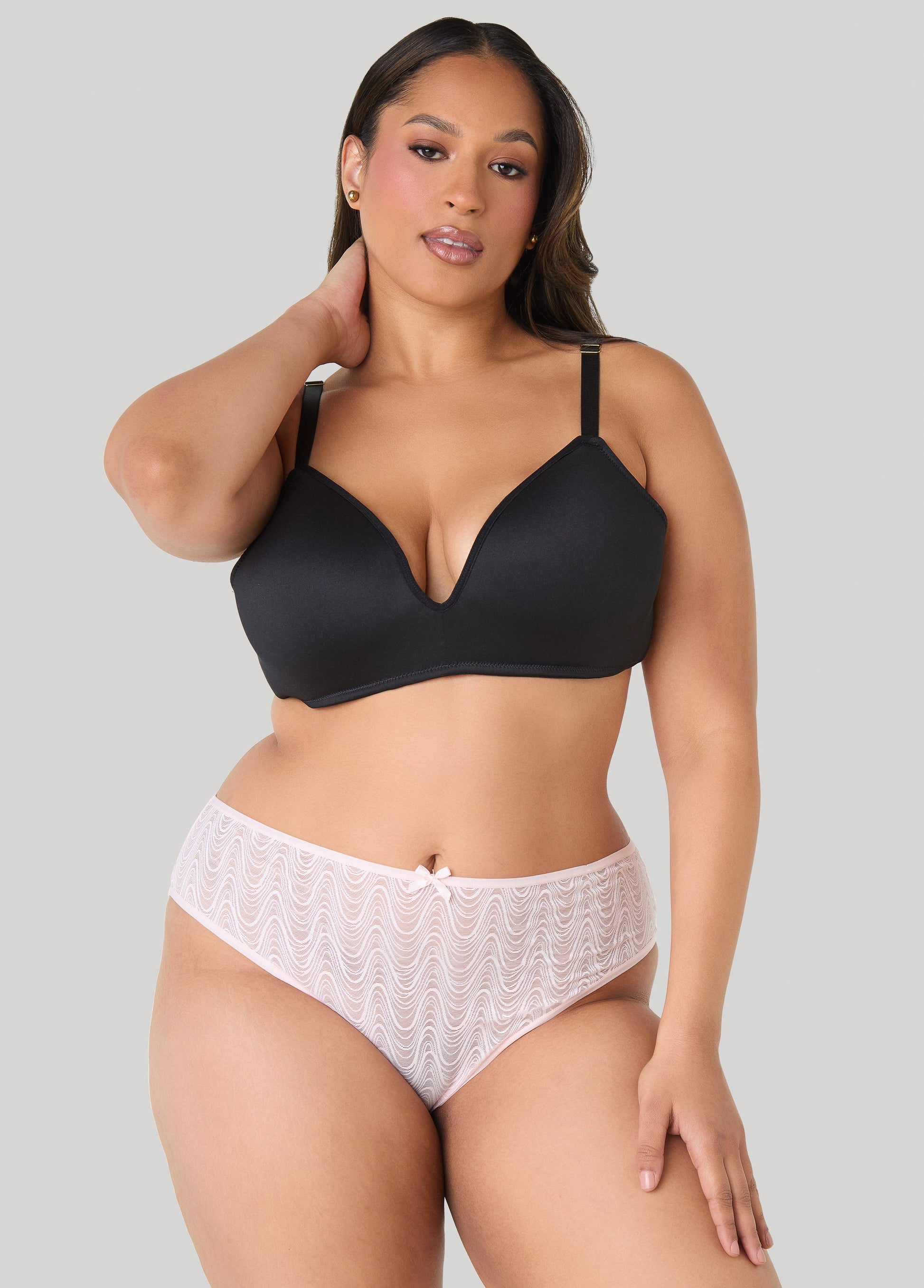 Ashley Stewart Wave Bikini Briefs Black