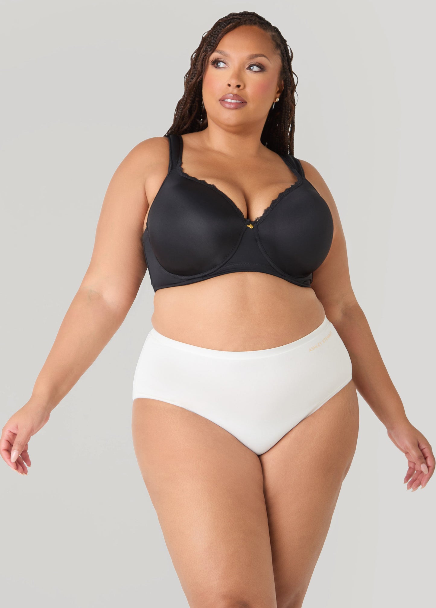 Ashley Stewart Full Coverage Stretch Cotton Briefs Egret