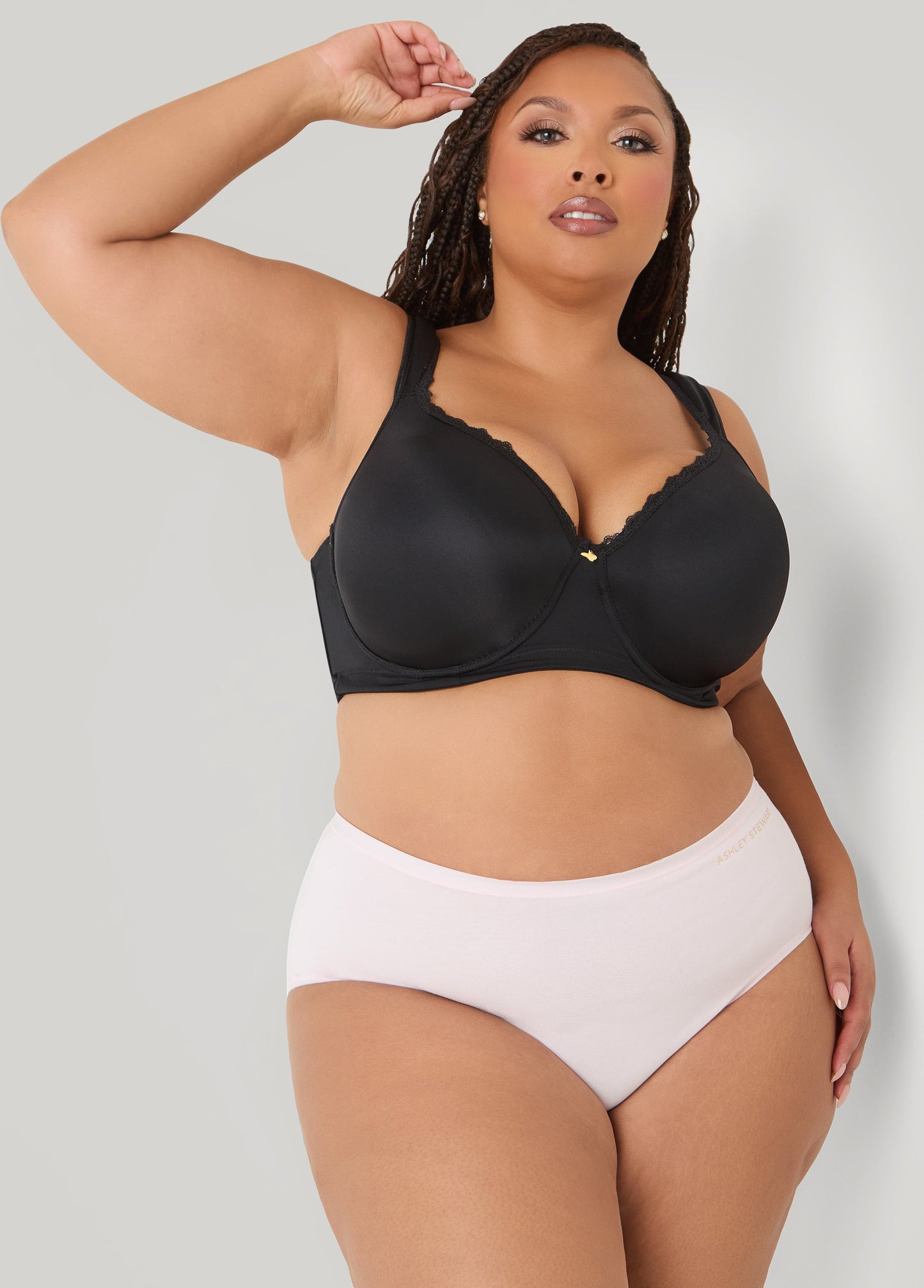 Ashley Stewart Full Coverage Stretch Cotton Briefs Egret