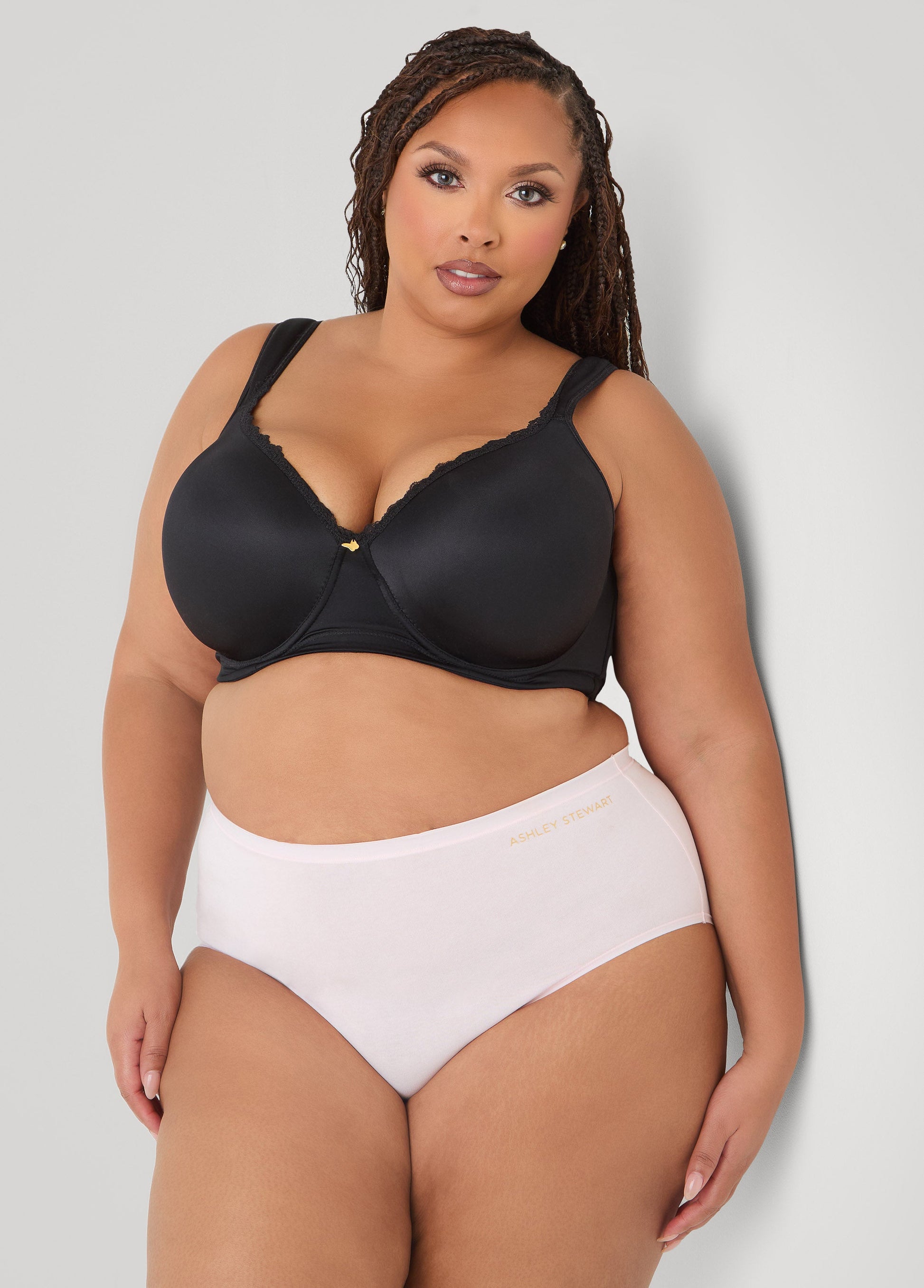 Ashley Stewart Full Coverage Stretch Cotton Briefs Egret