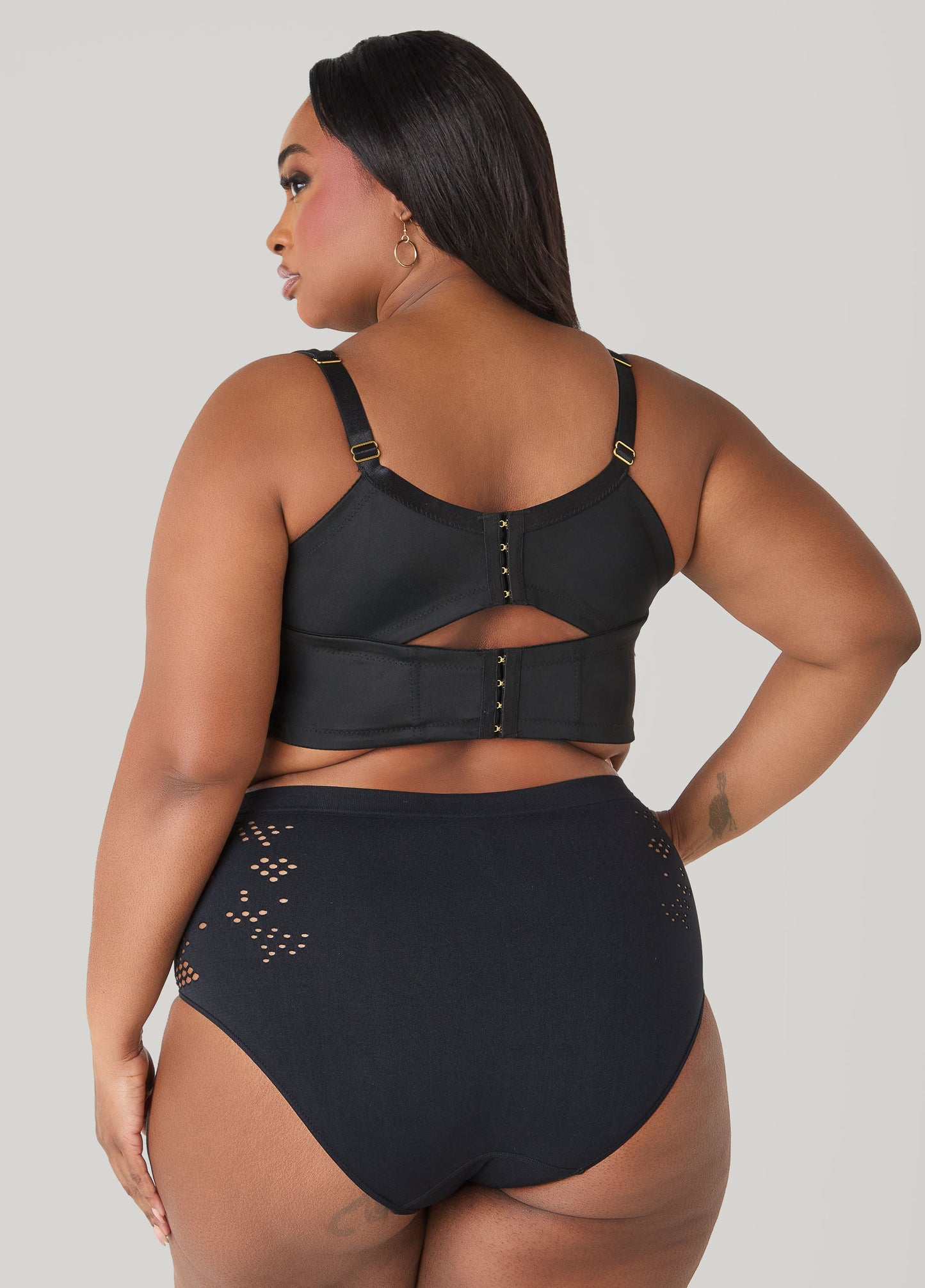 Ashley Stewart Seamless Cutout High Waist Briefs Black