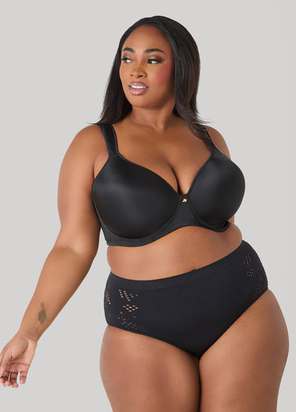 Ashley Stewart Seamless Cutout High Waist Briefs Black