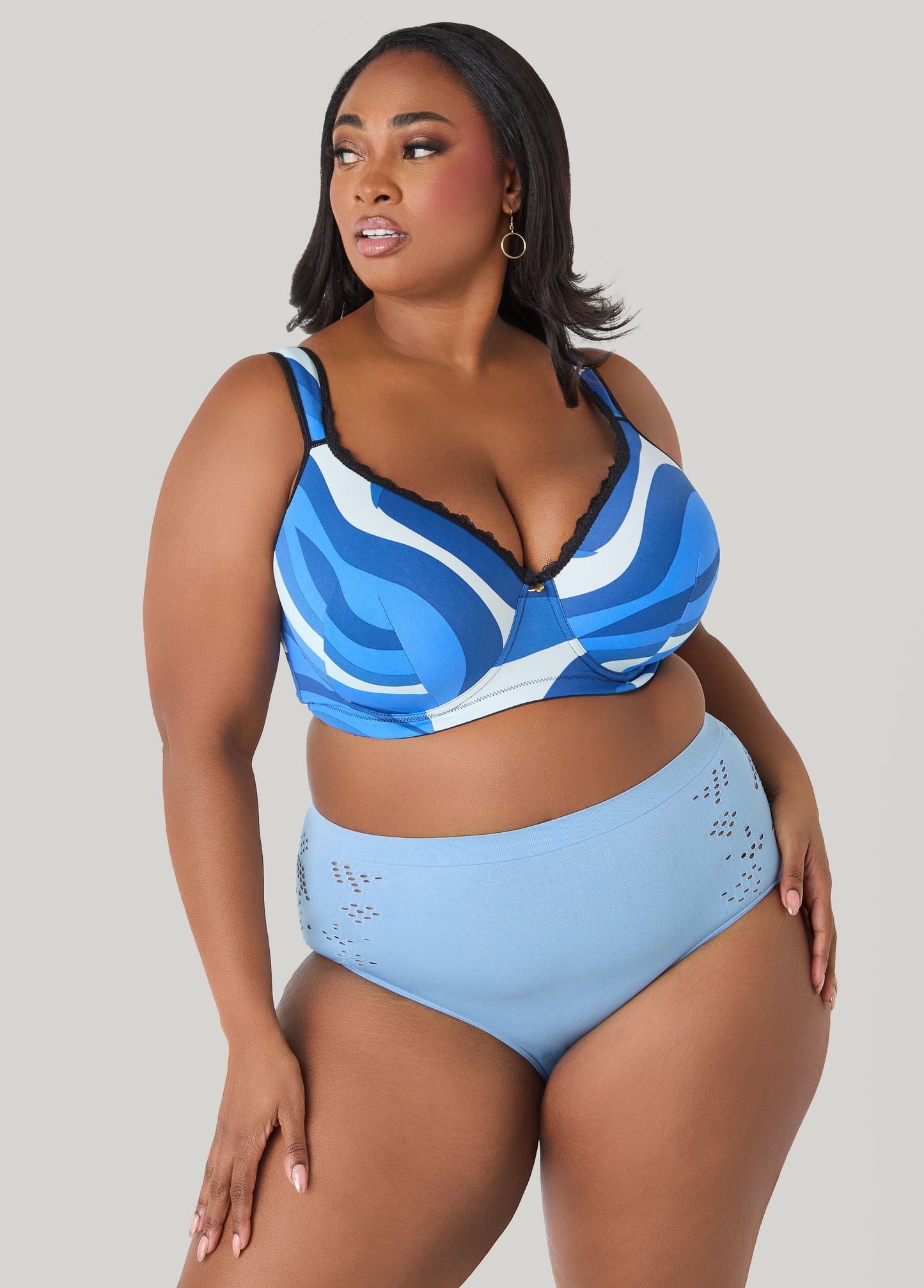Ashley Stewart Seamless Cutout High Waist Briefs Black