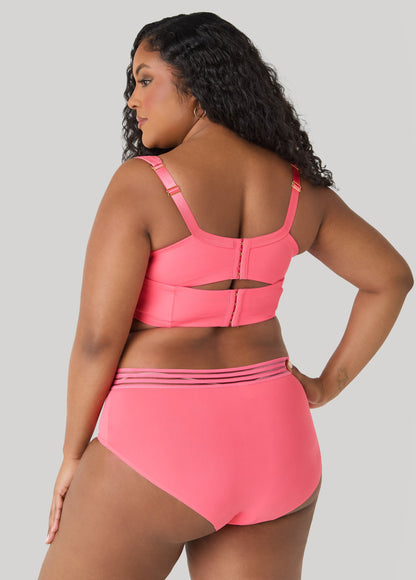 Ashley Stewart Sheer Striped Microfiber Briefs Calypso Coral