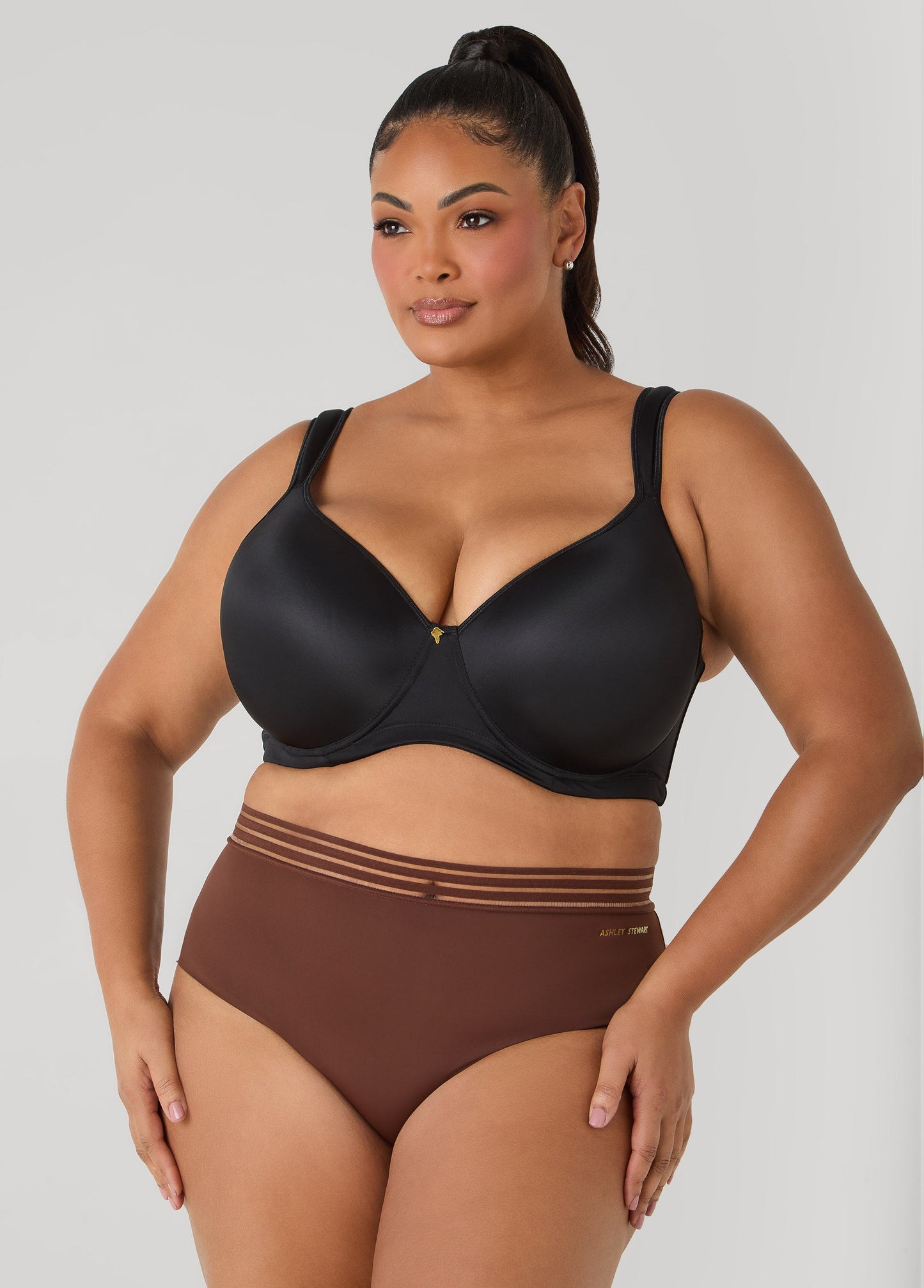 Ashley Stewart Sheer Striped Microfiber Briefs Calypso Coral
