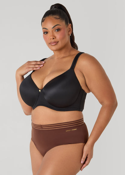 Ashley Stewart Sheer Striped Microfiber Briefs Calypso Coral