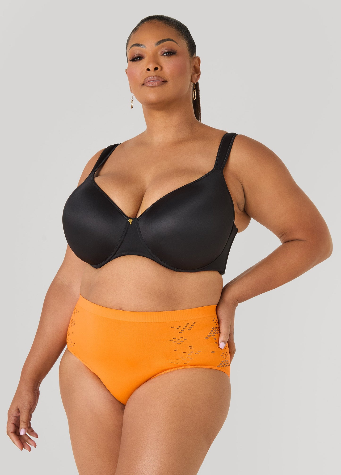Ashley Stewart Cutout Seamless High Waist Briefs Persimmon Orange