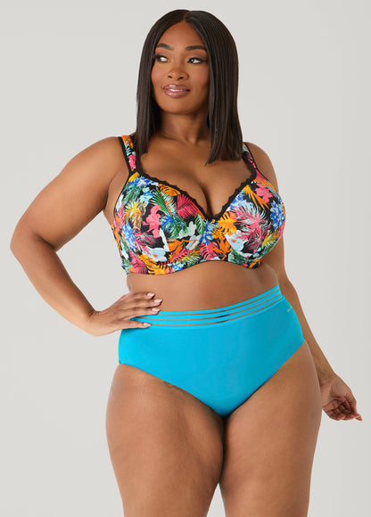 Ashley Stewart Sheer Waist Microfiber Briefs Caribbean Sea