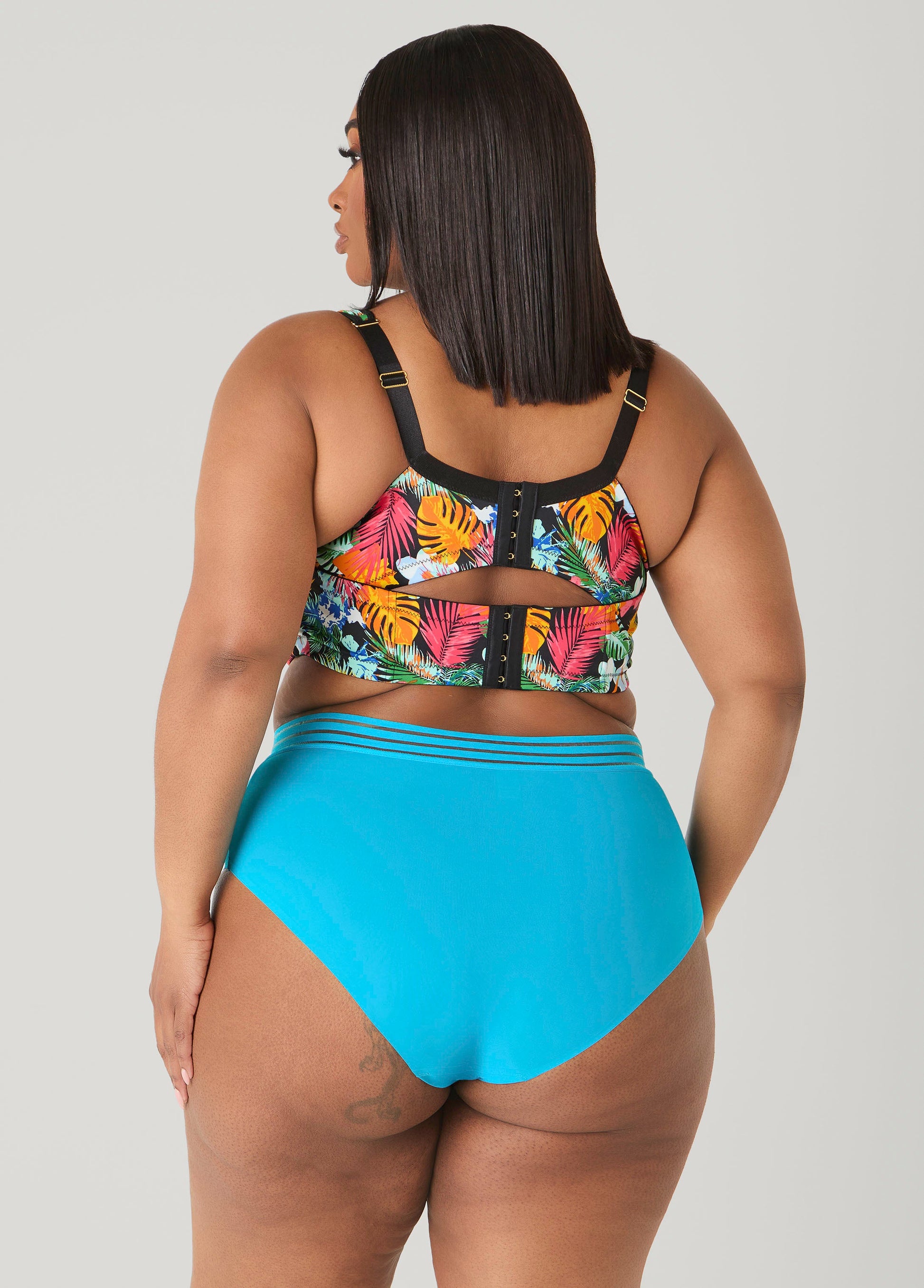 Ashley Stewart Sheer Waist Microfiber Briefs Caribbean Sea