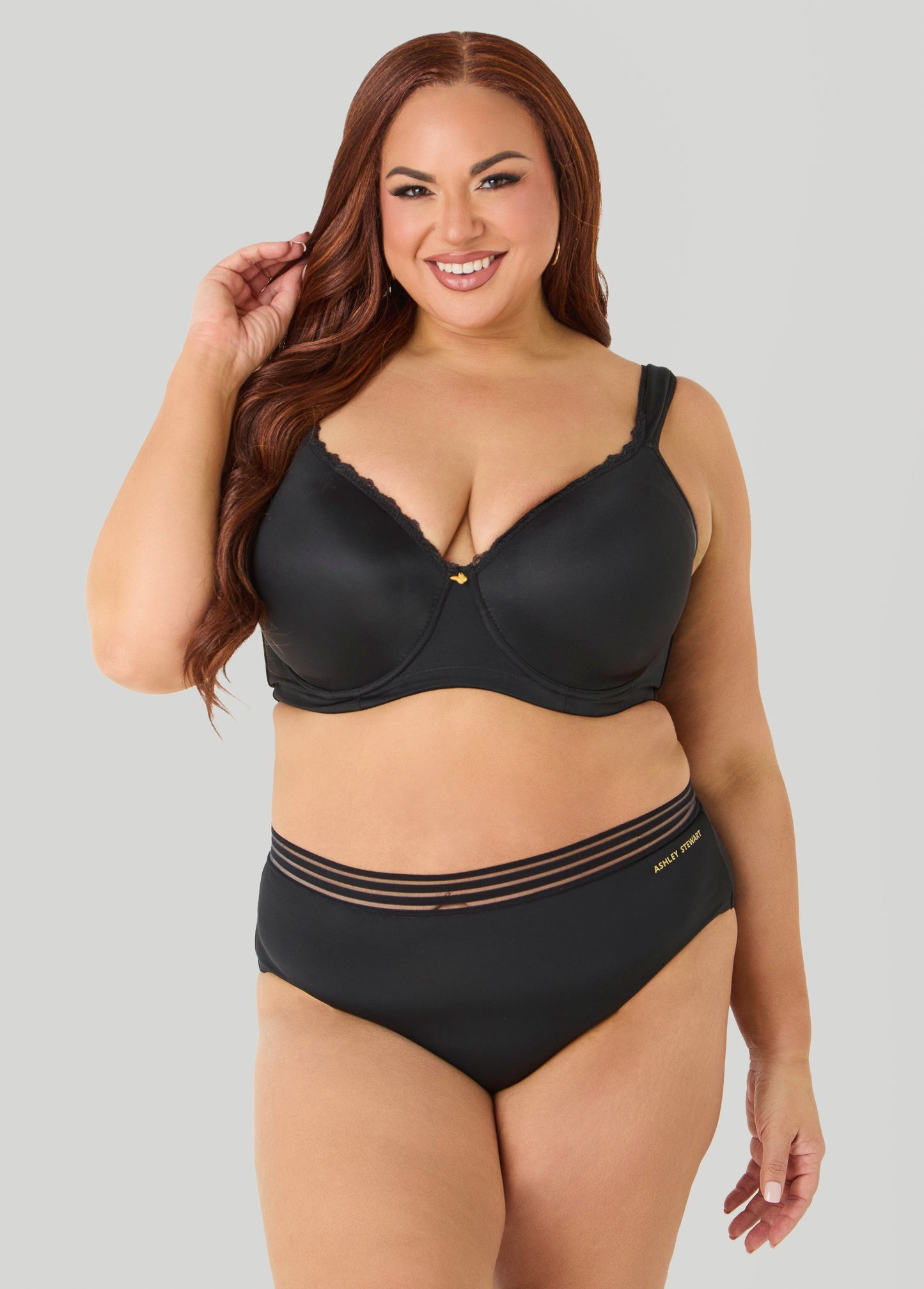 Ashley Stewart Sheer Waist Microfiber Briefs Caribbean Sea