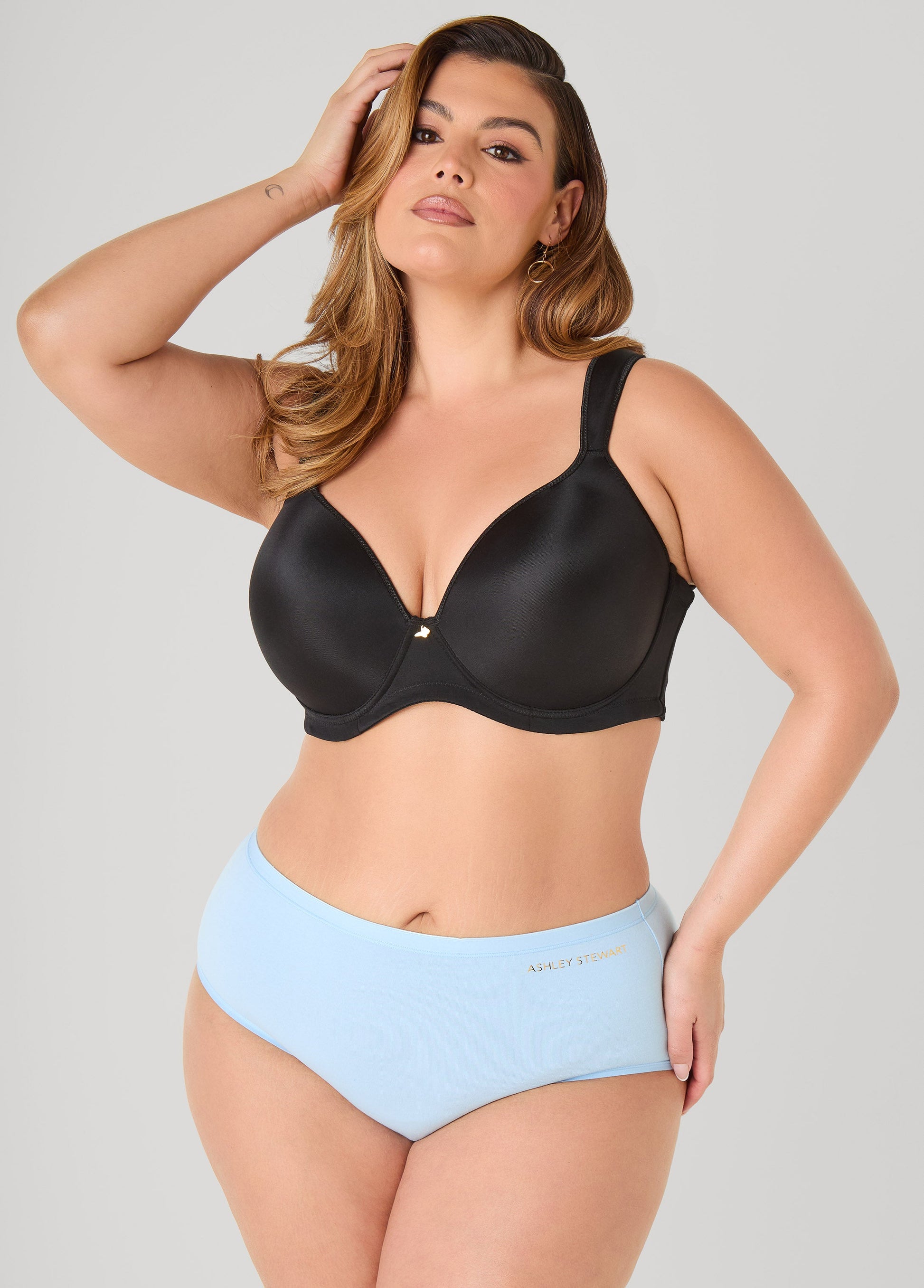 Ashley Stewart Stretch Cotton Full Coverage Brief Persimmon Orange