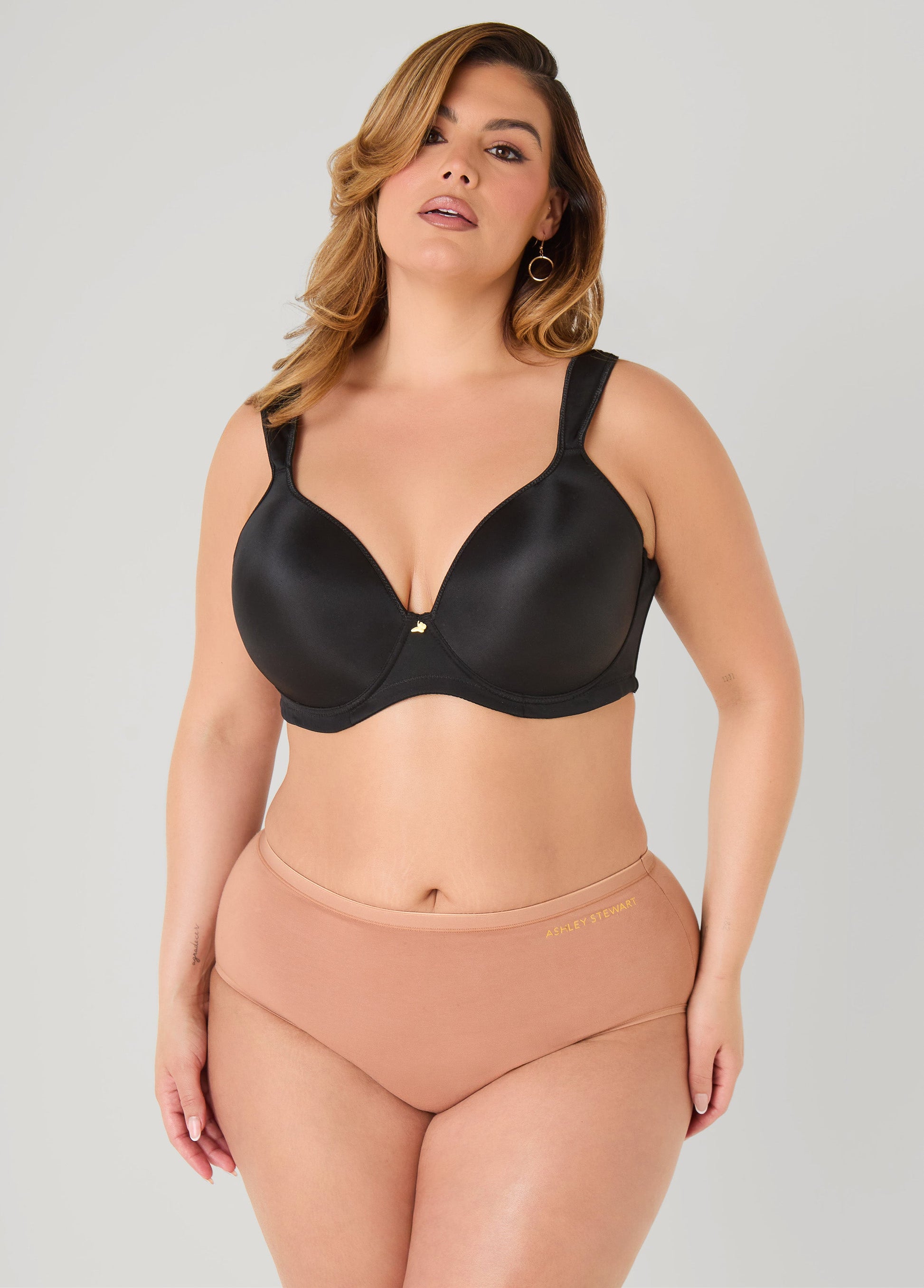 Ashley Stewart Stretch Cotton Full Coverage Brief Persimmon Orange