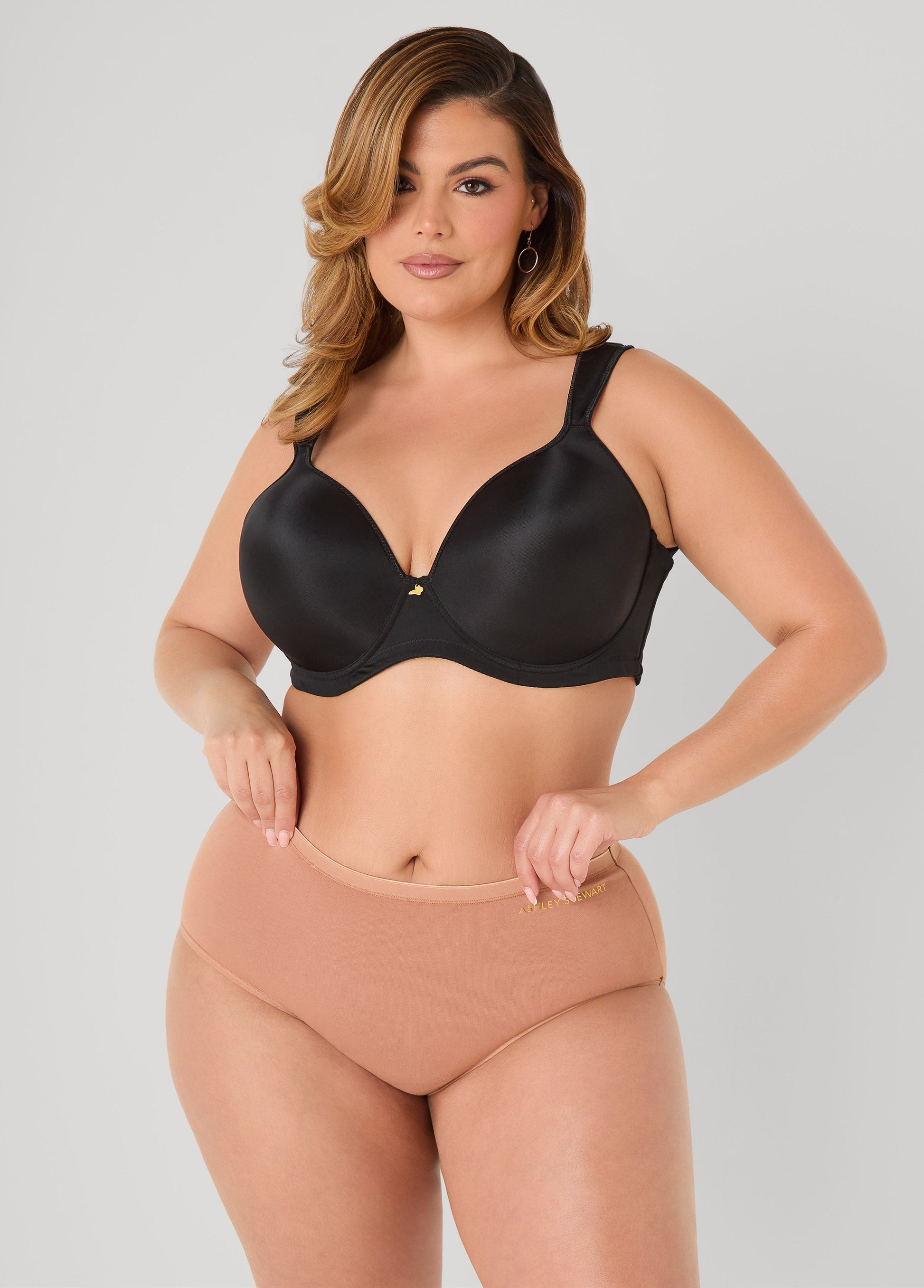 Ashley Stewart Stretch Cotton Full Coverage Brief Persimmon Orange